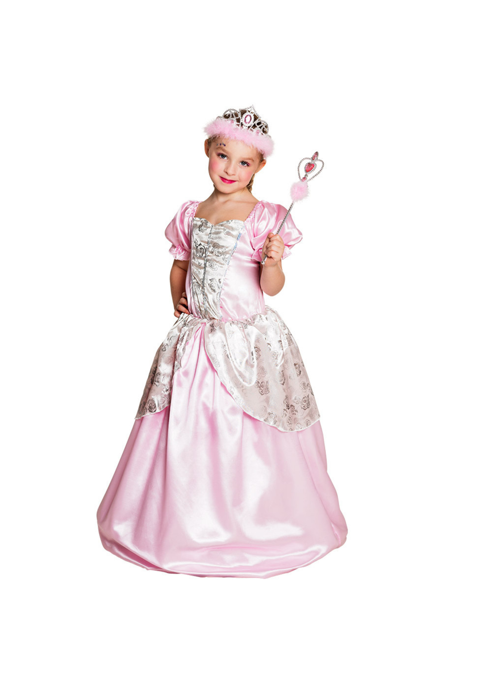 Feestkleding Breda Tiara met roze bont kind.