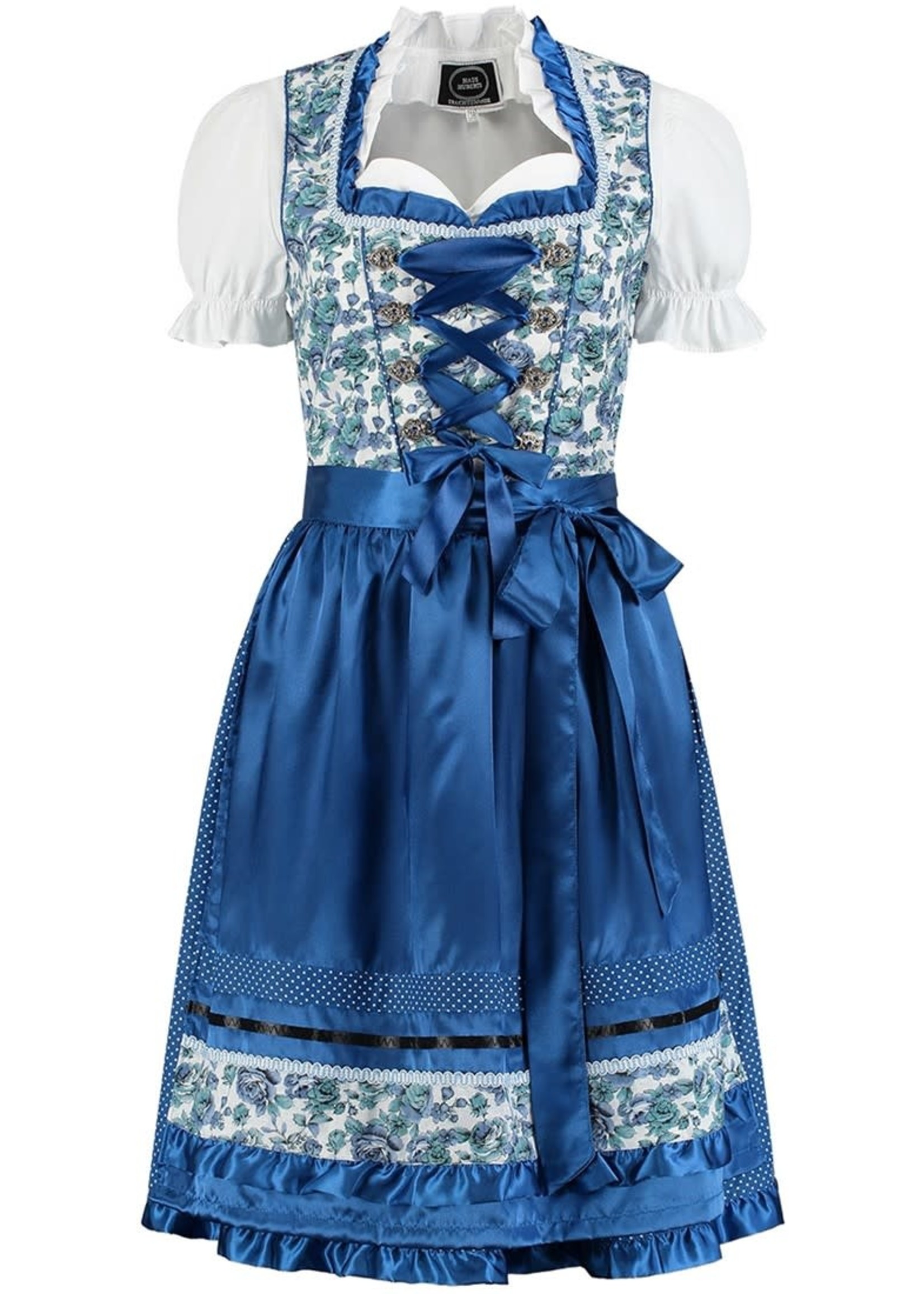 Feestkleding Breda Dirndl Jurk Blauw / Wit bloemen