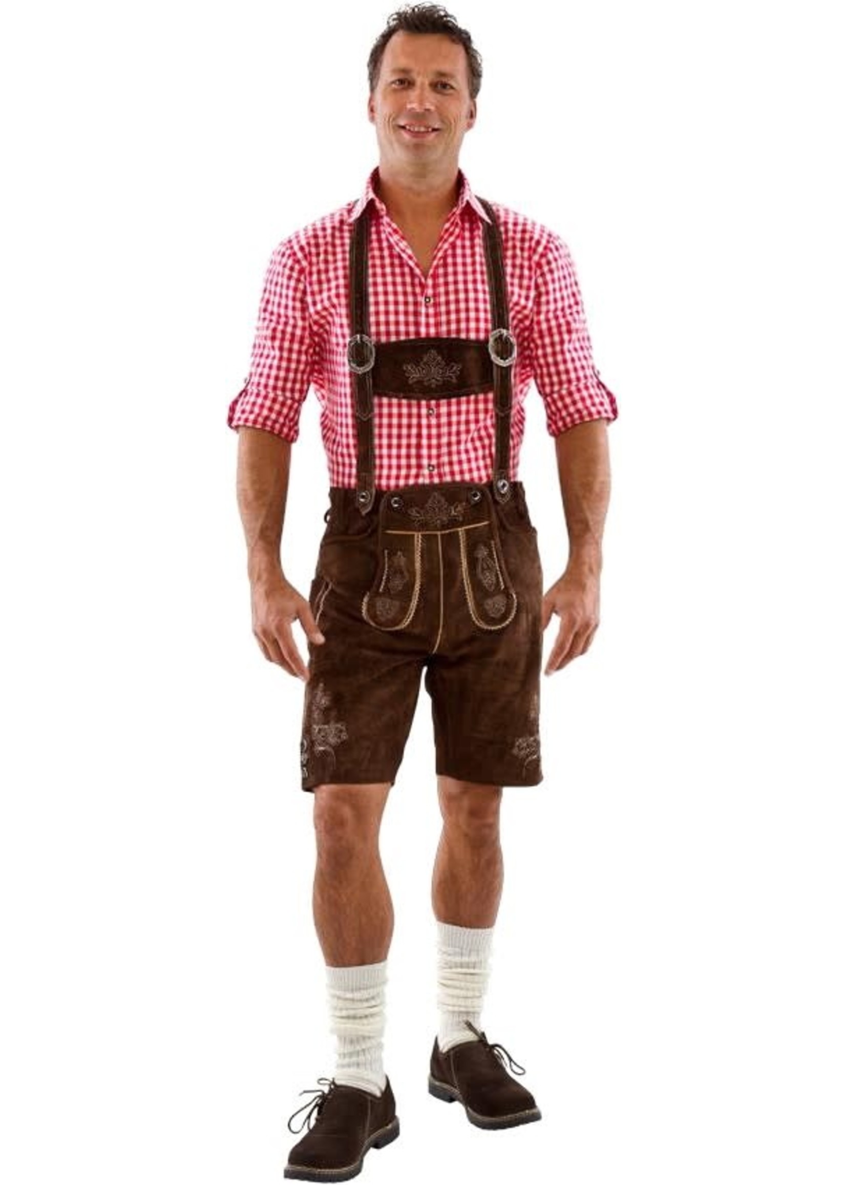 Feestkleding Breda Lederhose Donker Bruin kort model