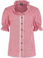 Feestkleding Breda Tiroler blouse rood/wit geruit