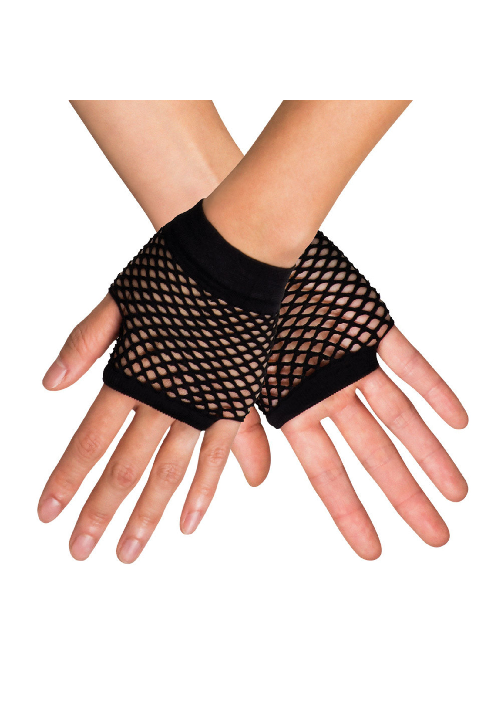 Feestkleding Breda Net handschoen zwart