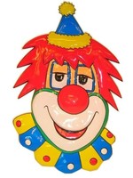 Feestkleding Breda Wanddeco clown met rood haar 70 cm.