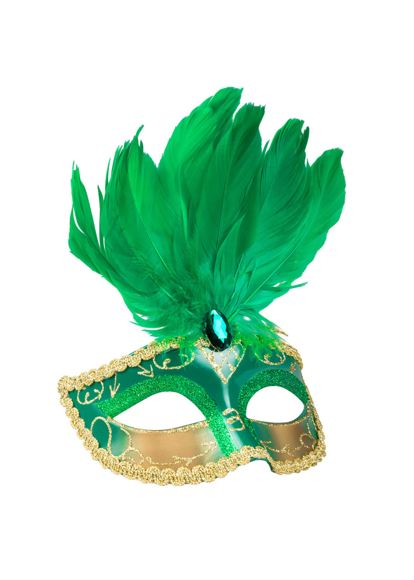 Feestkleding Breda Oogmasker venice piuma groen