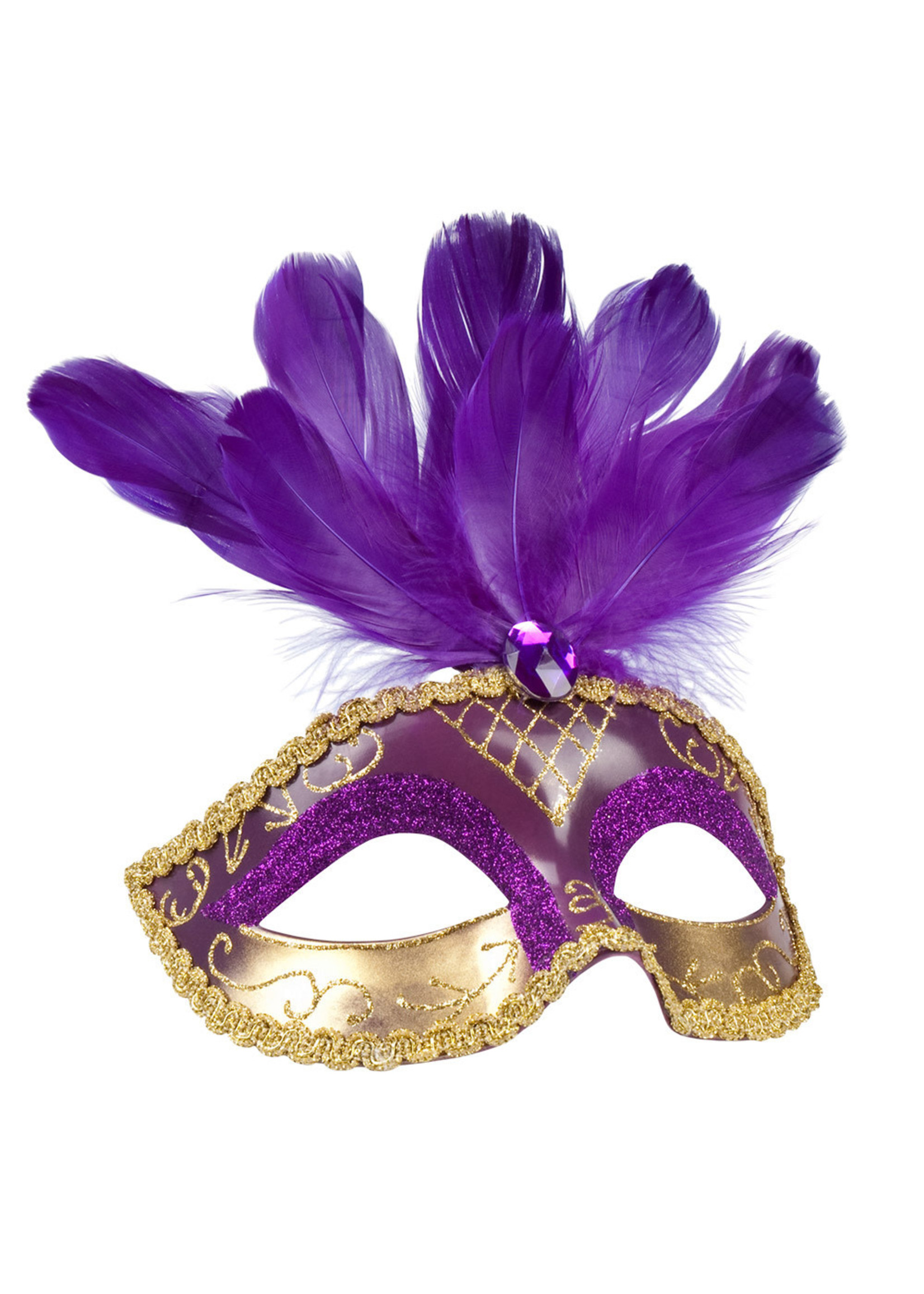 Feestkleding Breda Oogmasker venice piuma paars