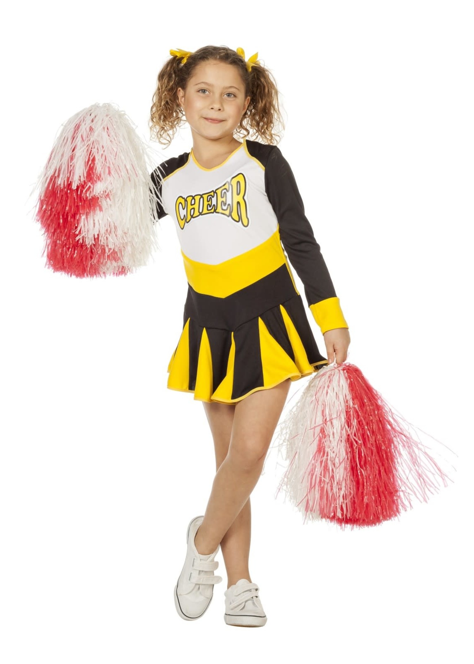 Feestkleding Breda Cheerleader zwart/wit/geel