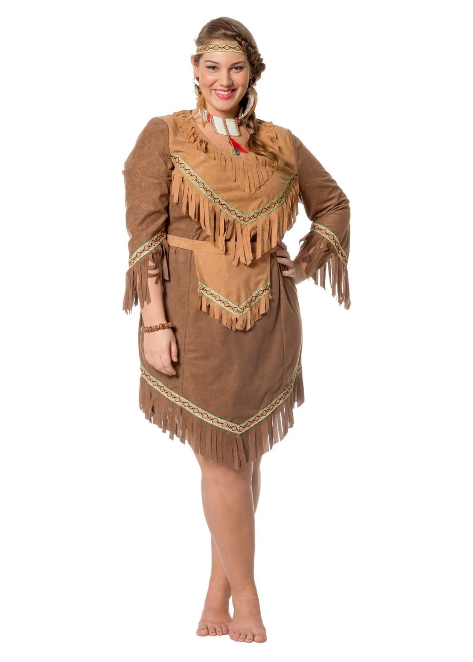 Feestkleding Breda Indianen jurk bruin