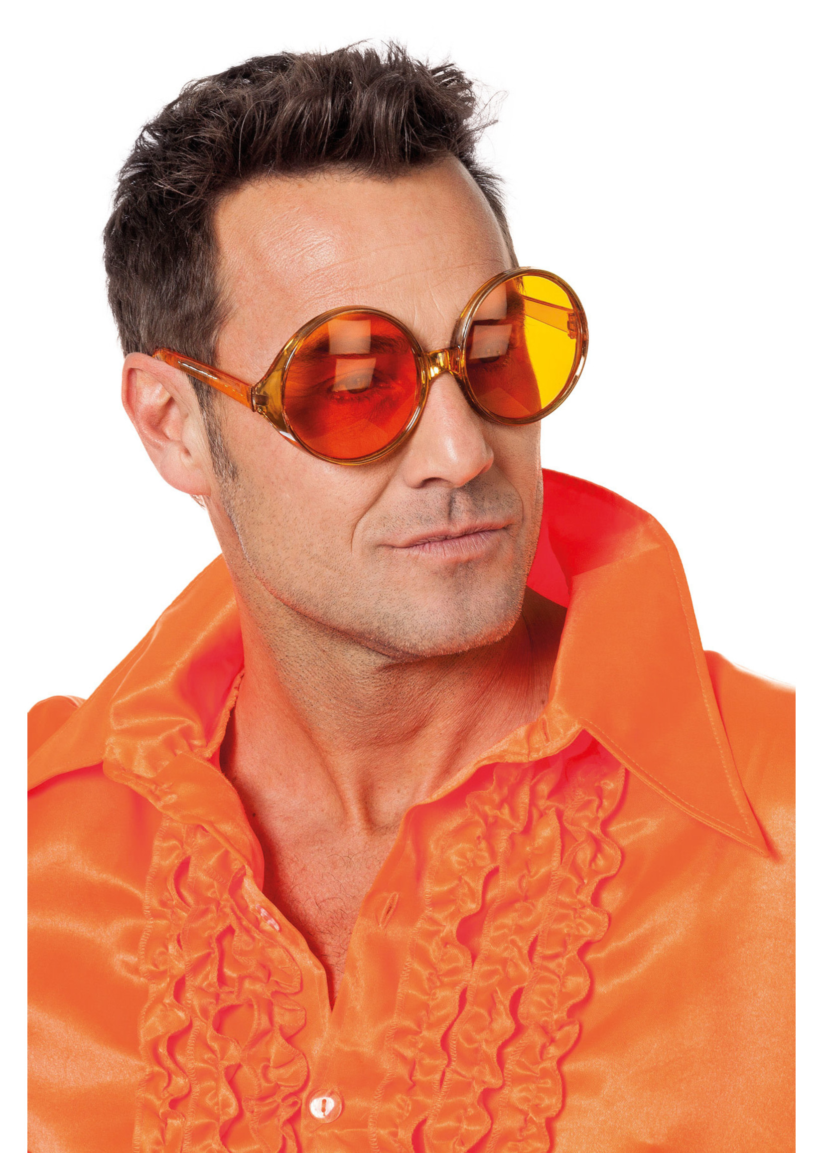 Feestkleding Breda Partybril met grote ronde glazen oranje