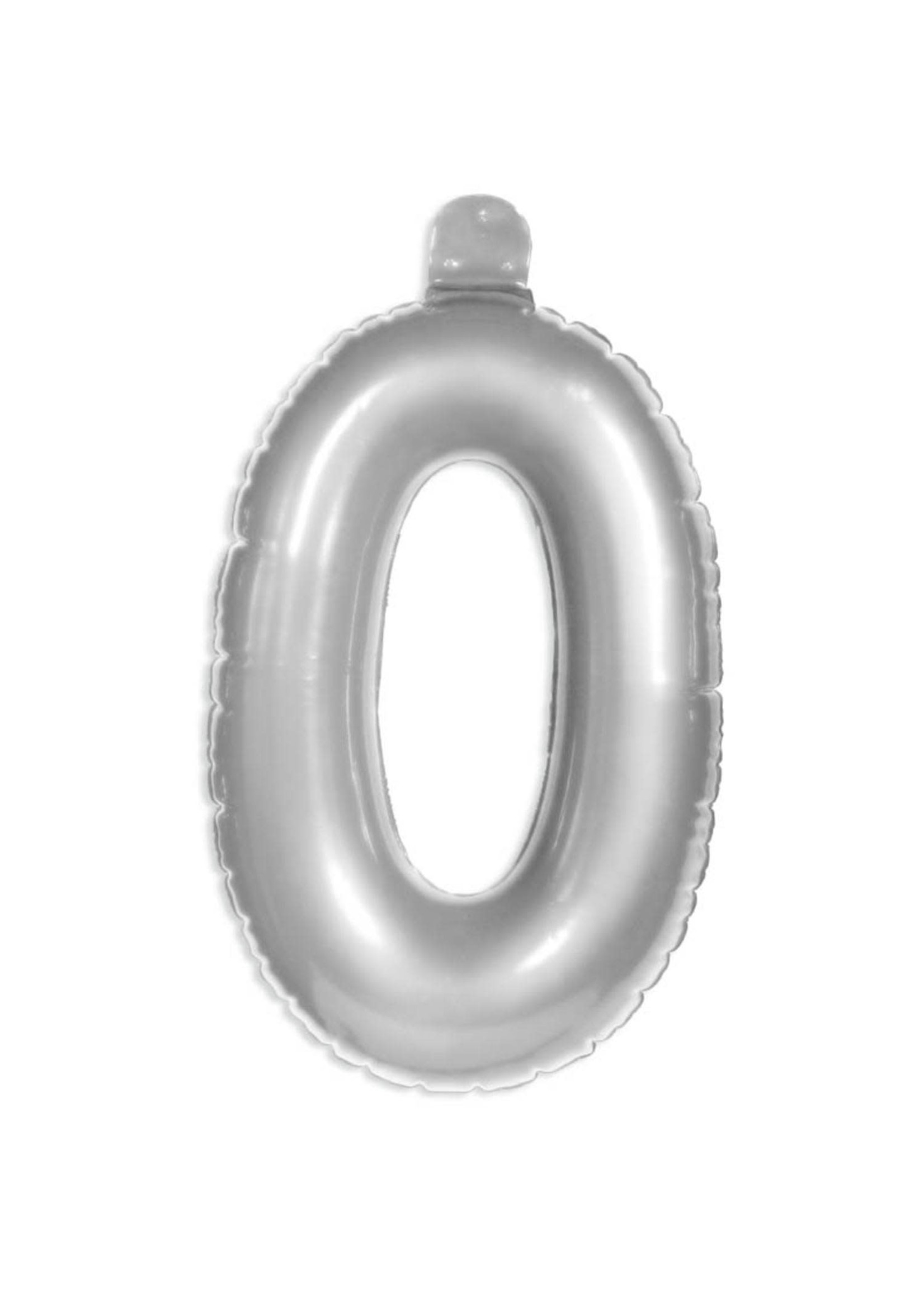 Feestkleding Breda Opblaascijfer 0 jaar zilver