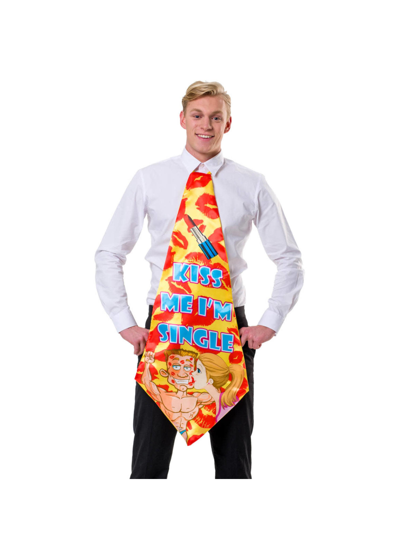 Feestkleding Breda XXL stropdas "Kiss me I'm single"
