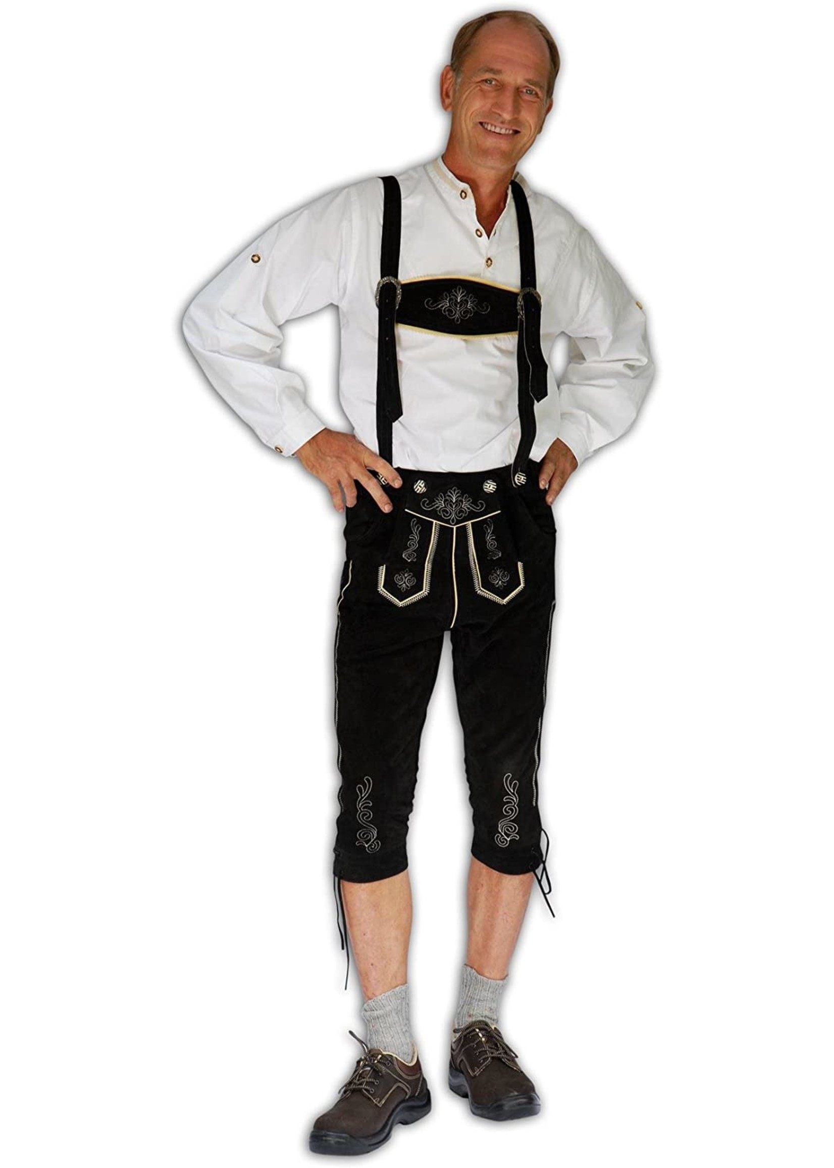 Feestkleding Breda Lederhose Zwart