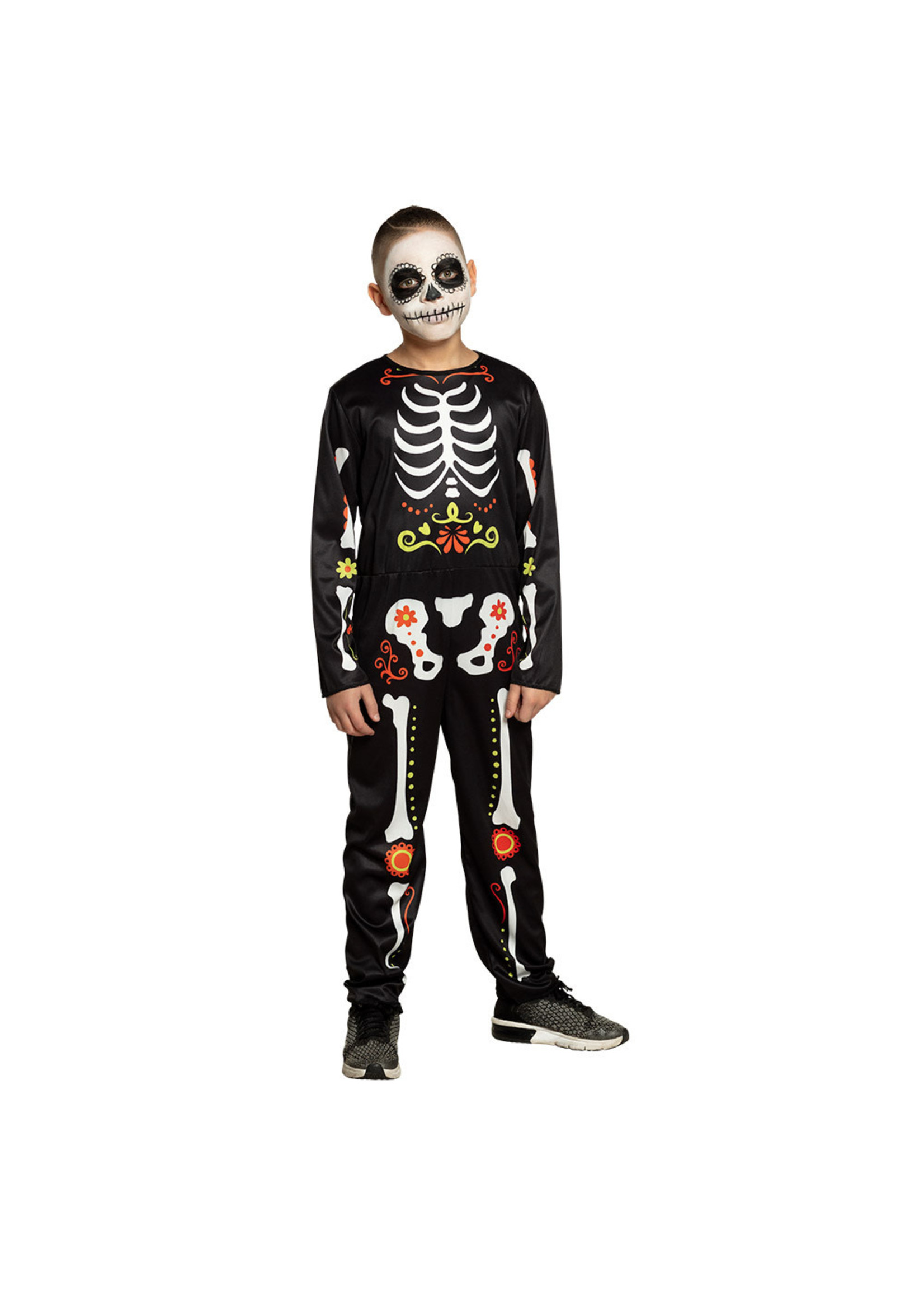 Feestkleding Breda Kinder kostuum skelet met kleuren