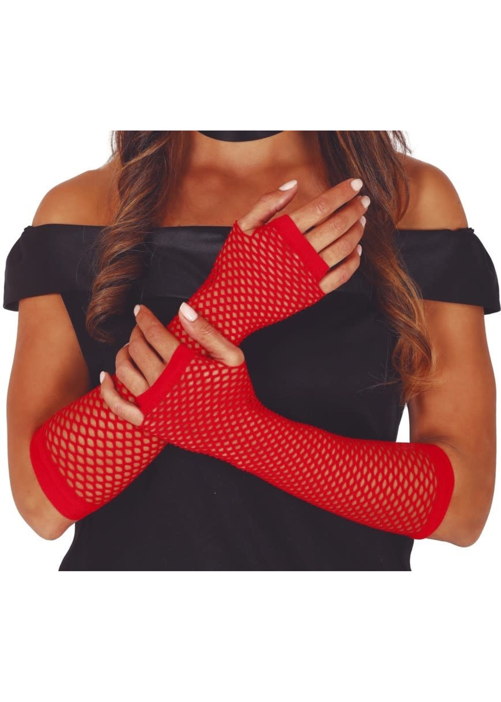 Fiestas Guirca Handschoenen visnet lang rood