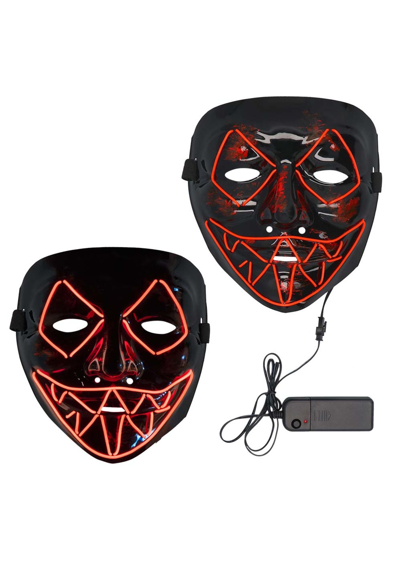 Feestkleding Breda Masker led Killer smile Rood/blauwe led verlichting.