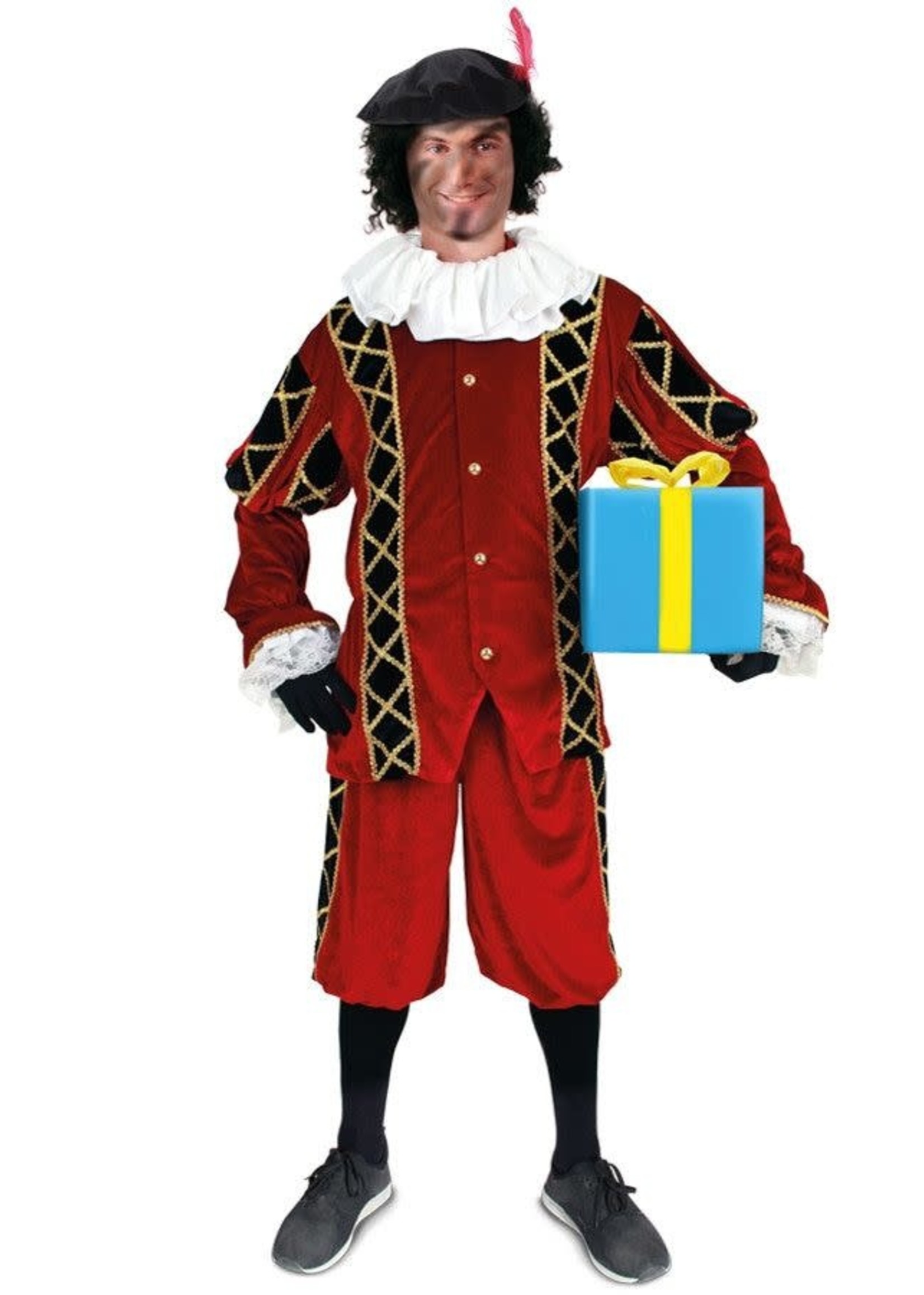 PartyXplosion Pietenpak bordeaux rood/zwart
