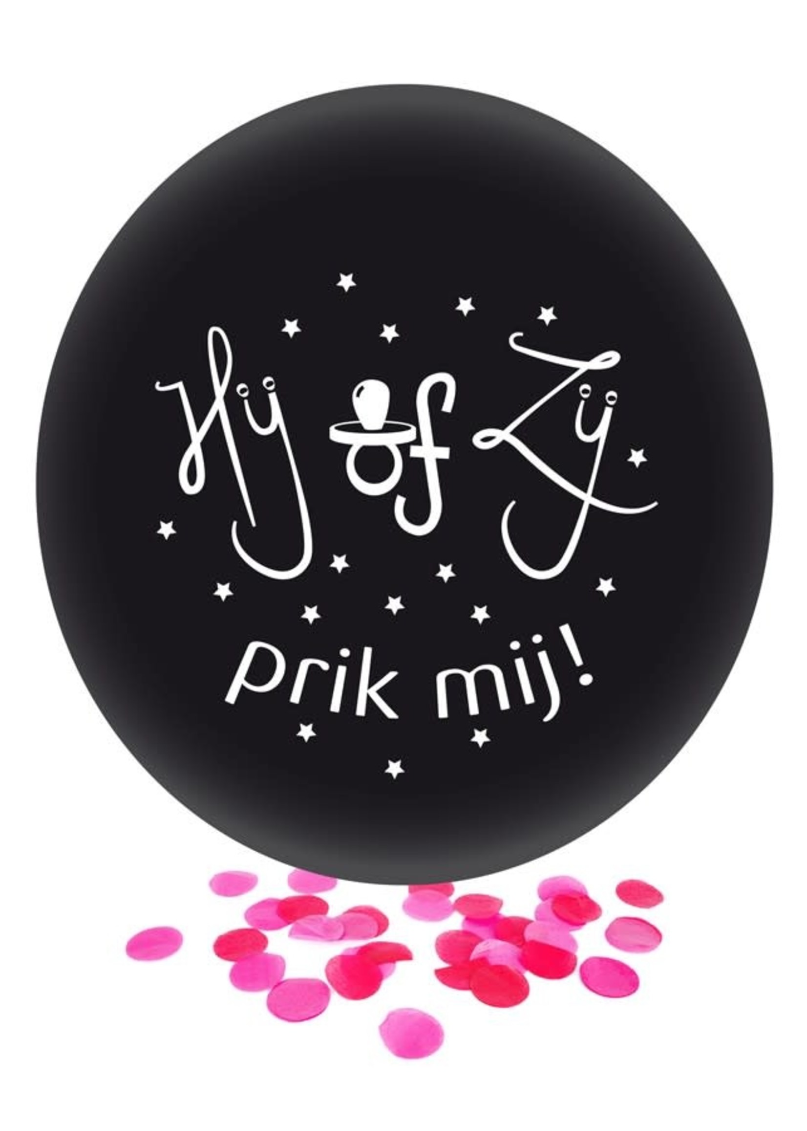 Feestkleding Breda Gender Reveal ballon  Hij of Zij prik mij roze