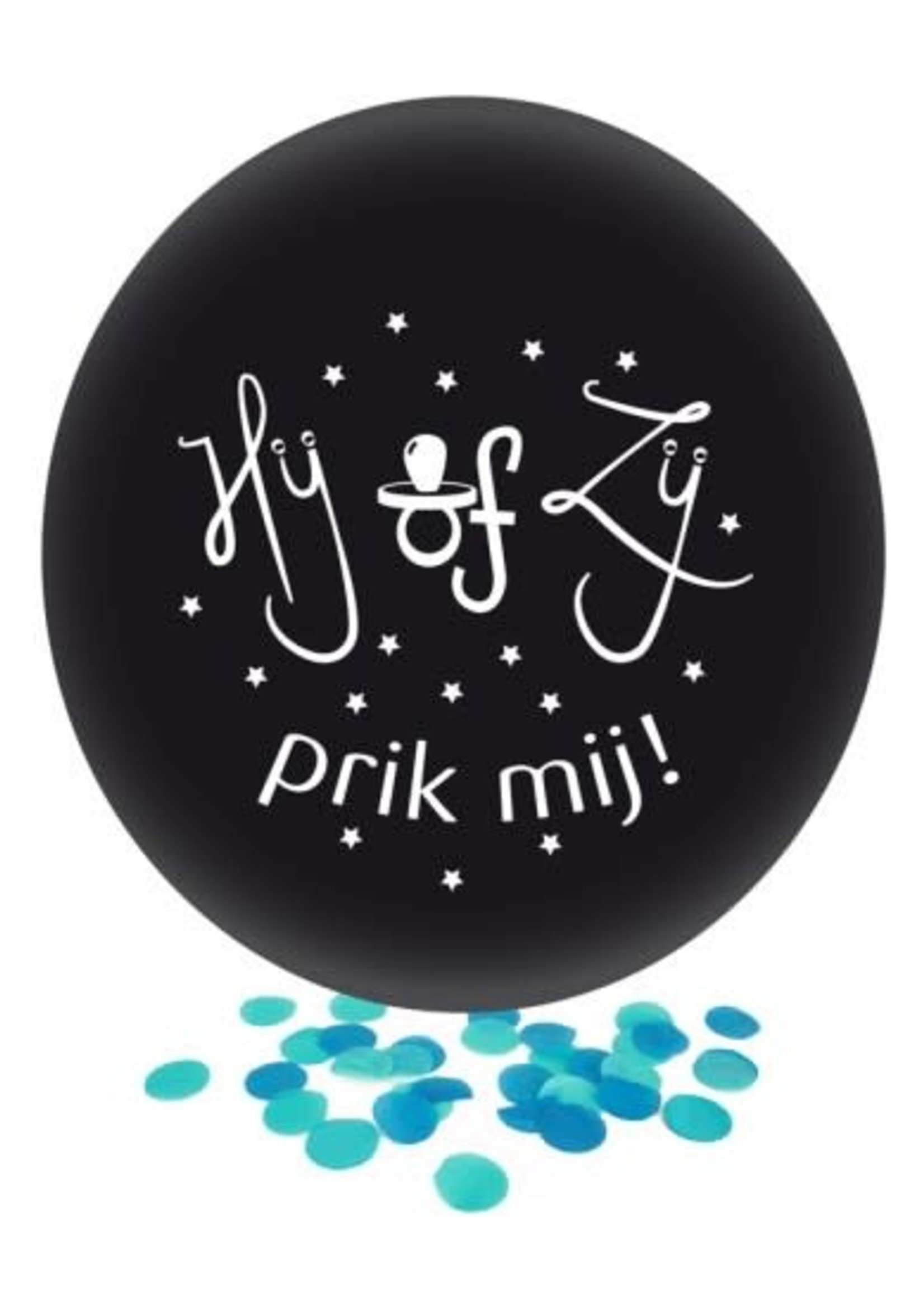 Feestkleding Breda Gender Reveal ballon  Hij of Zij prik mij blauw