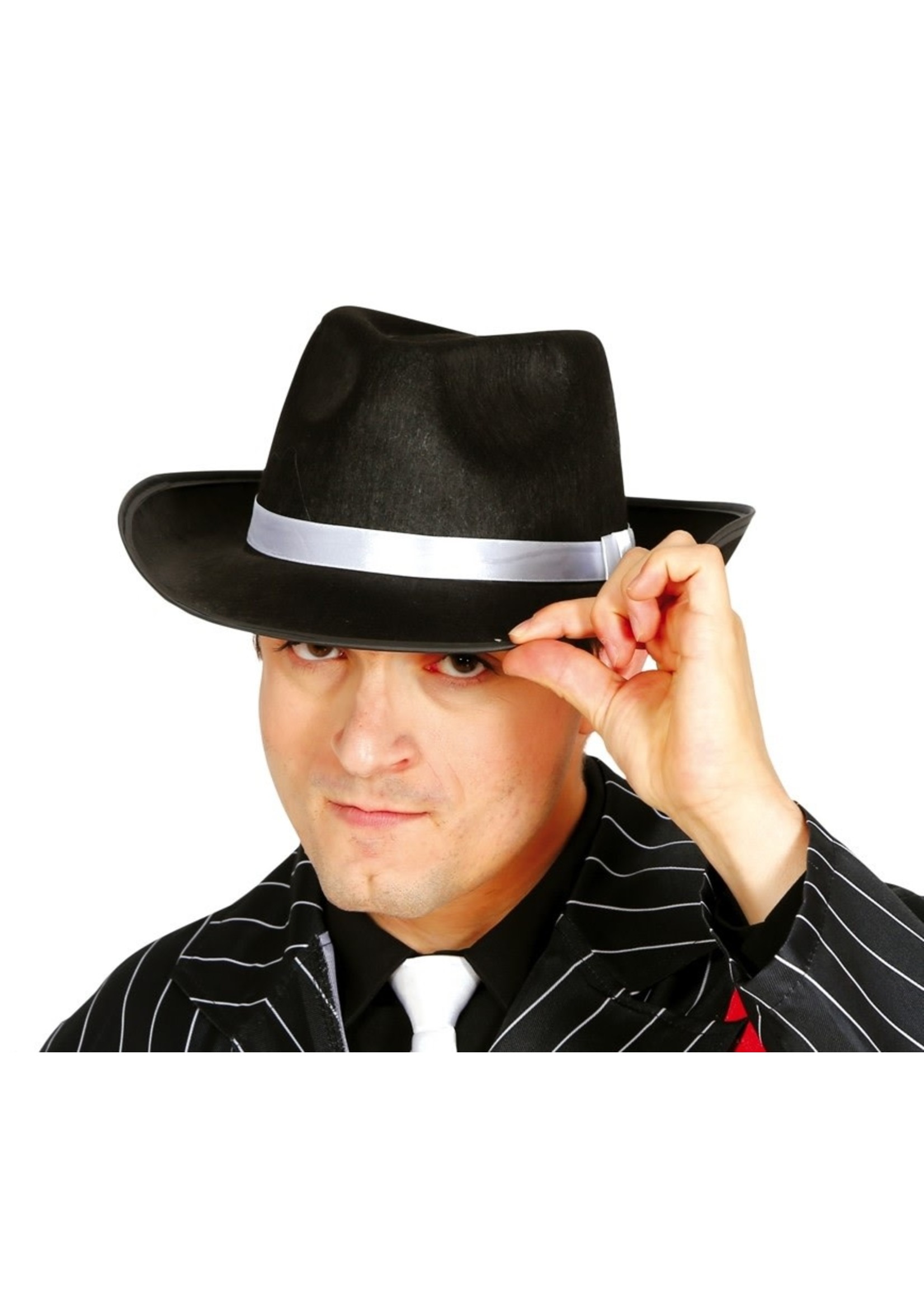 Fiestas Guirca Hoed Gangster met wit lint