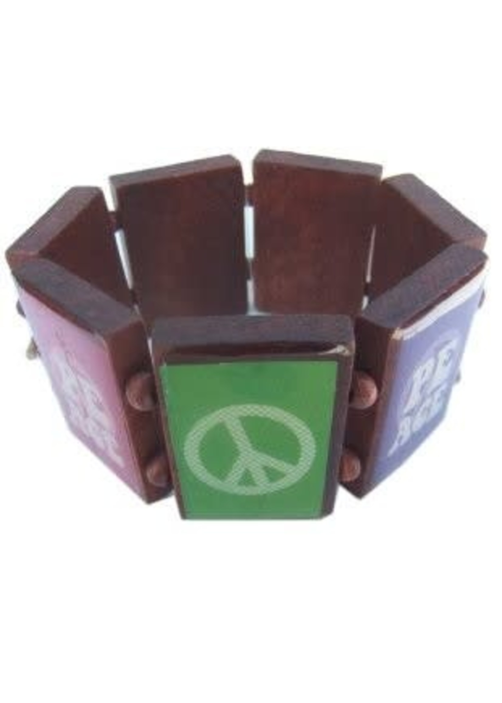 Feestkleding Breda Armband peace hout