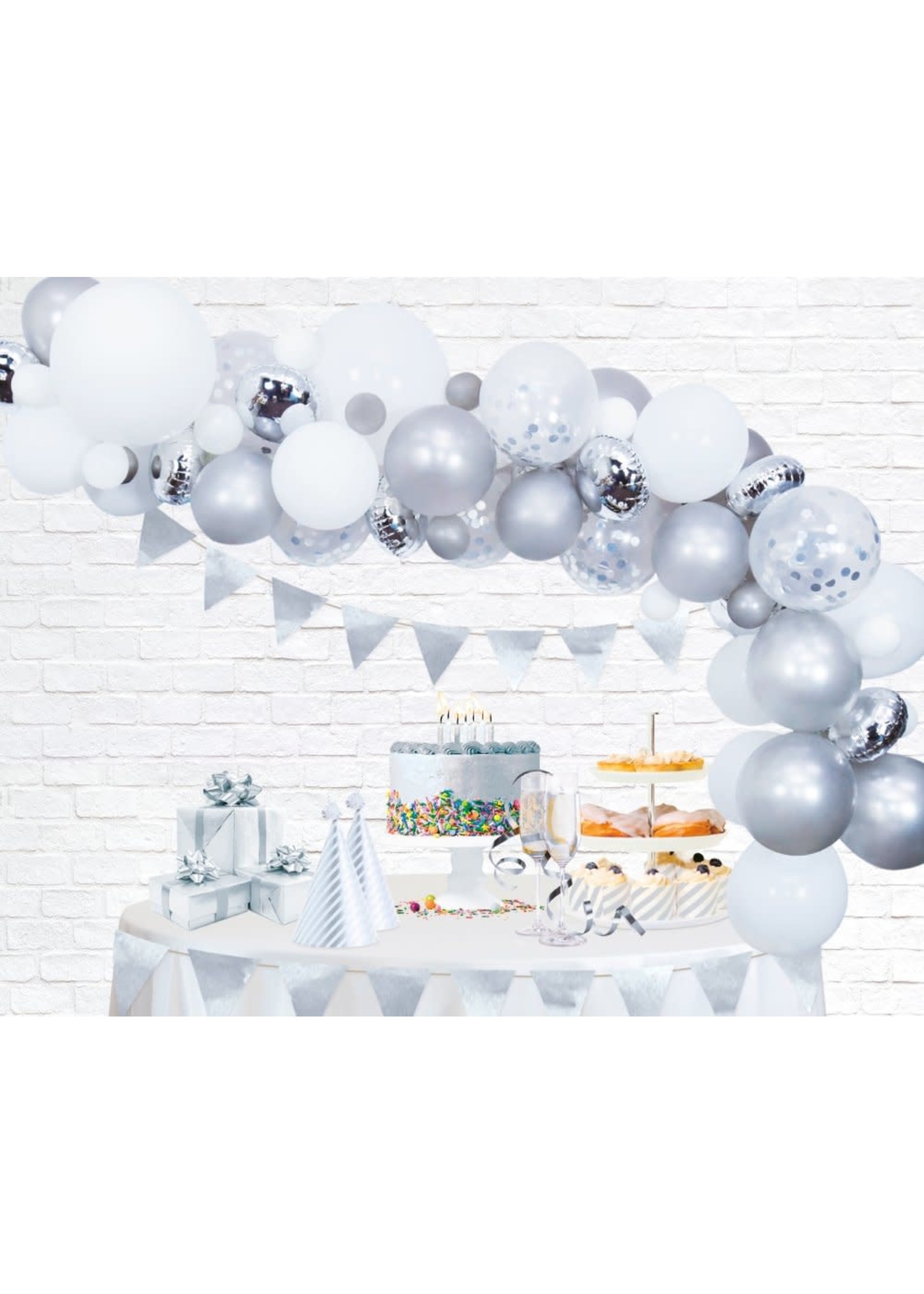 Feestkleding Breda Ballon deco kit zilver