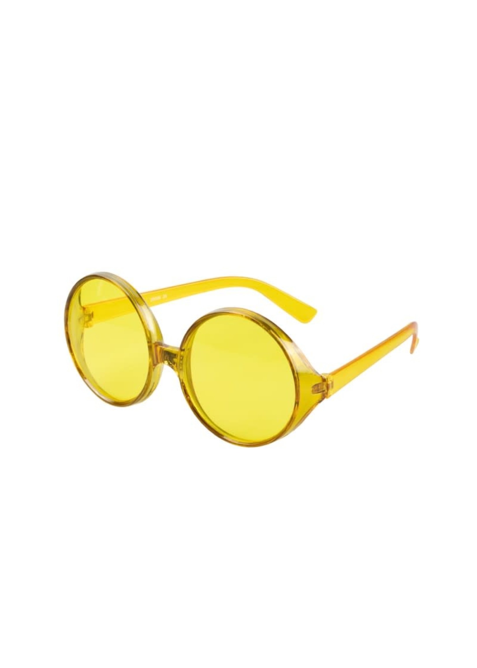 Feestkleding Breda Partybril met grote ronde glazen geel