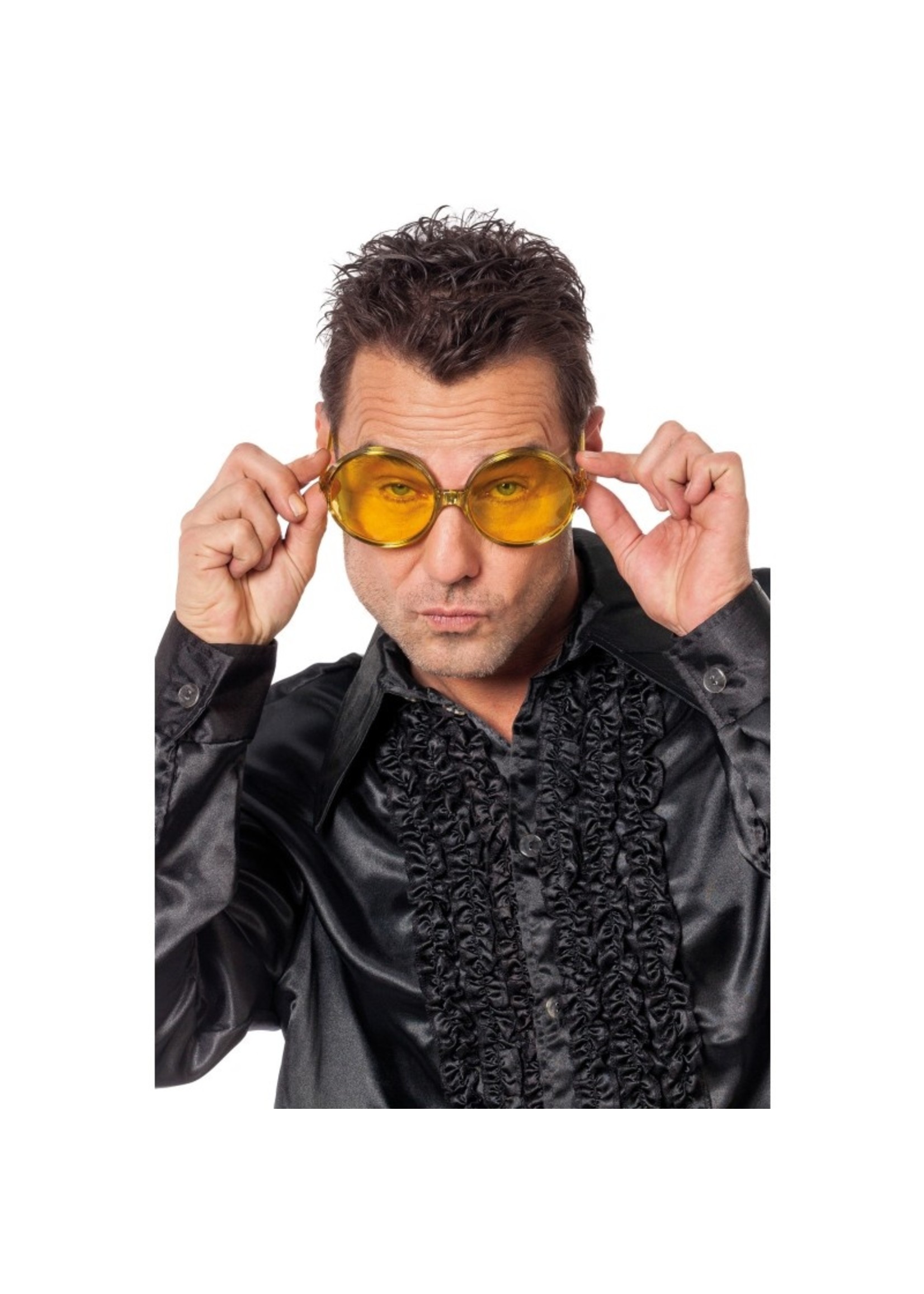 Wilbers & Wilbers Partybril met grote ronde glazen geel