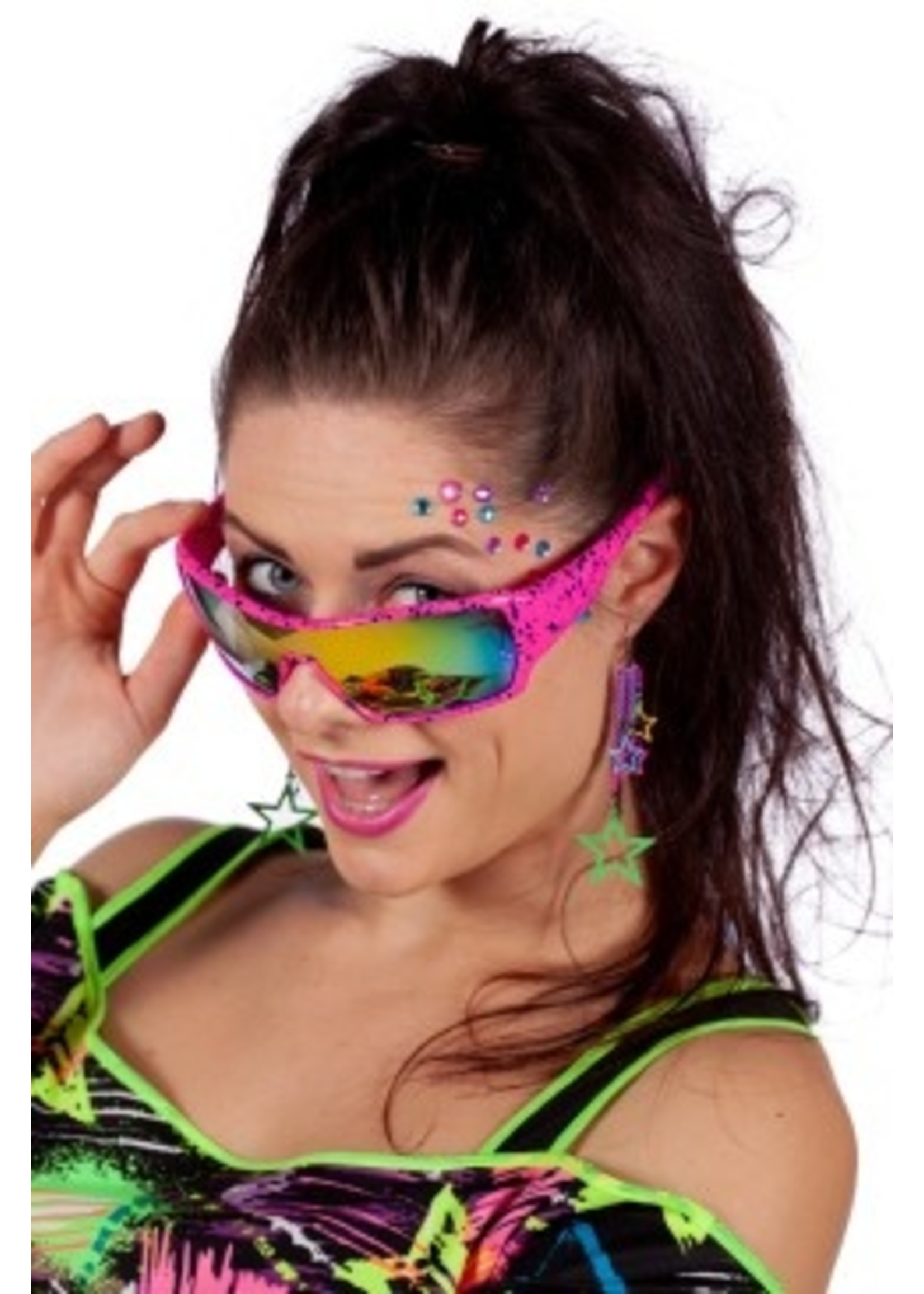 Feestkleding Breda Bril 80's neon roze