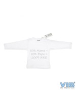 Feestkleding Breda Baby T-shirt wit 50% Mama + 50 % Papa = 100% IKKE
