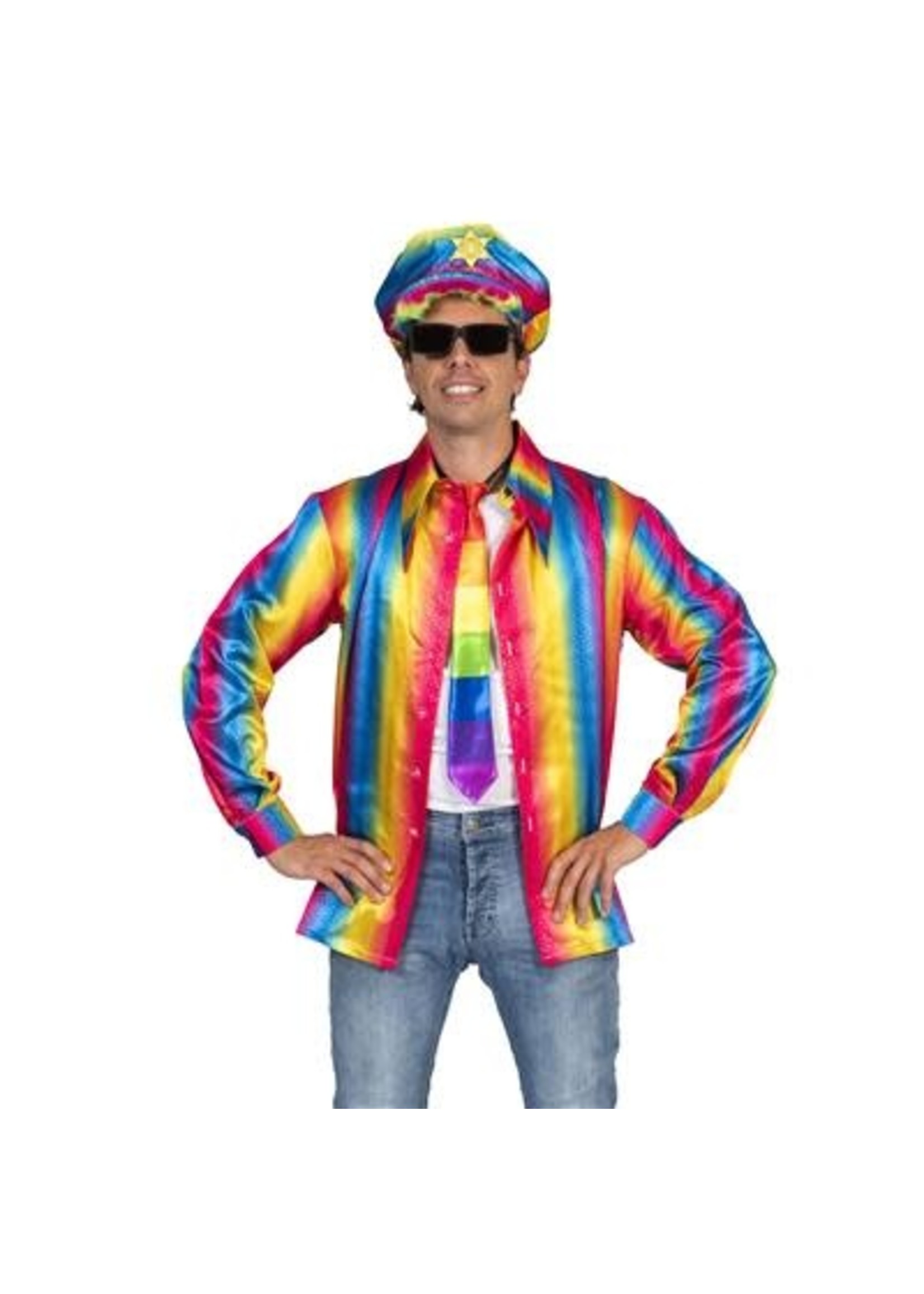 Feestkleding Breda Disco shirt regenboog