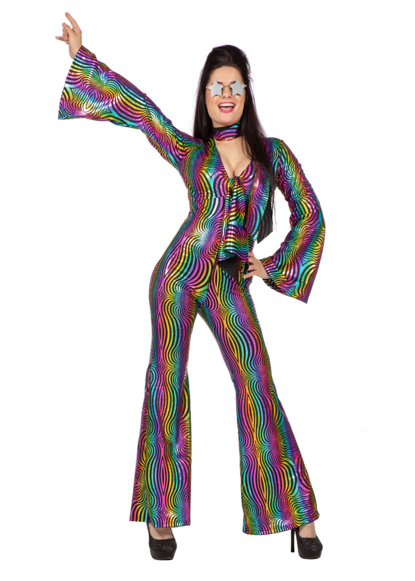 Feestkleding Breda Catsuit disco rainbow