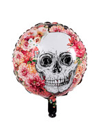 Feestkleding Breda Halloween folieballon Doodskop met bloemen