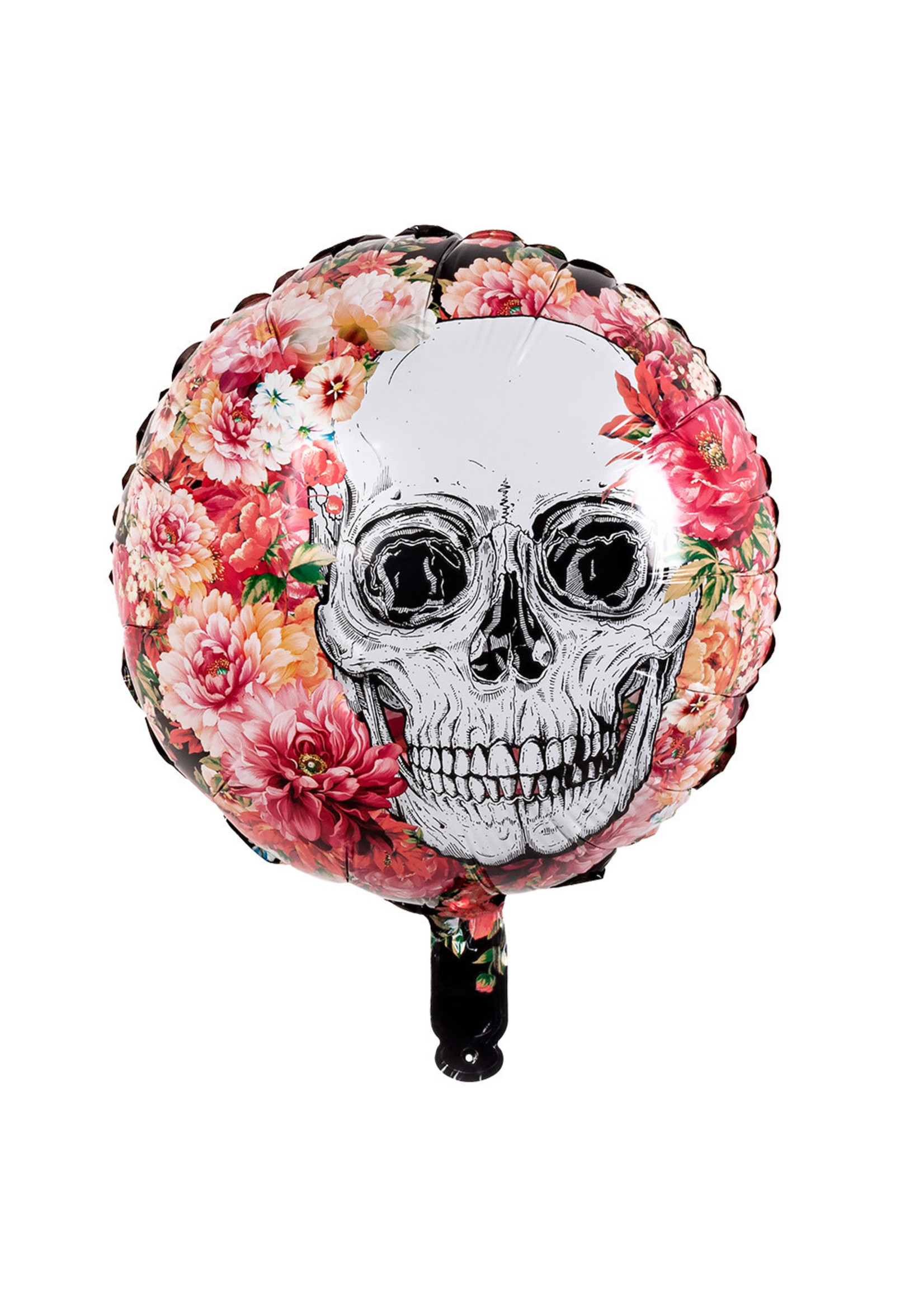 Feestkleding Breda Halloween folieballon Doodskop met bloemen