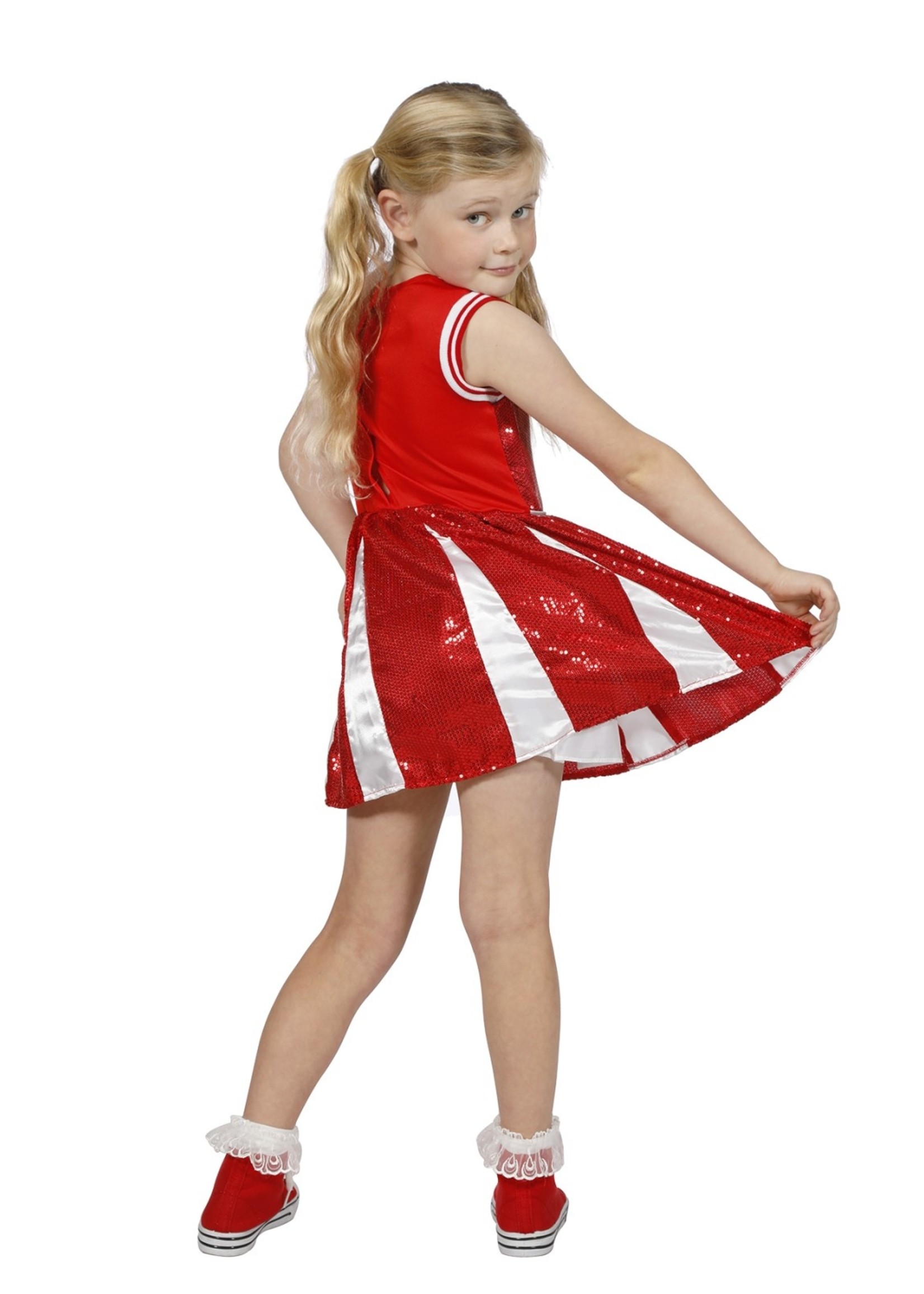 Feestkleding Breda Jurk Cheerleader pailletten rood kind