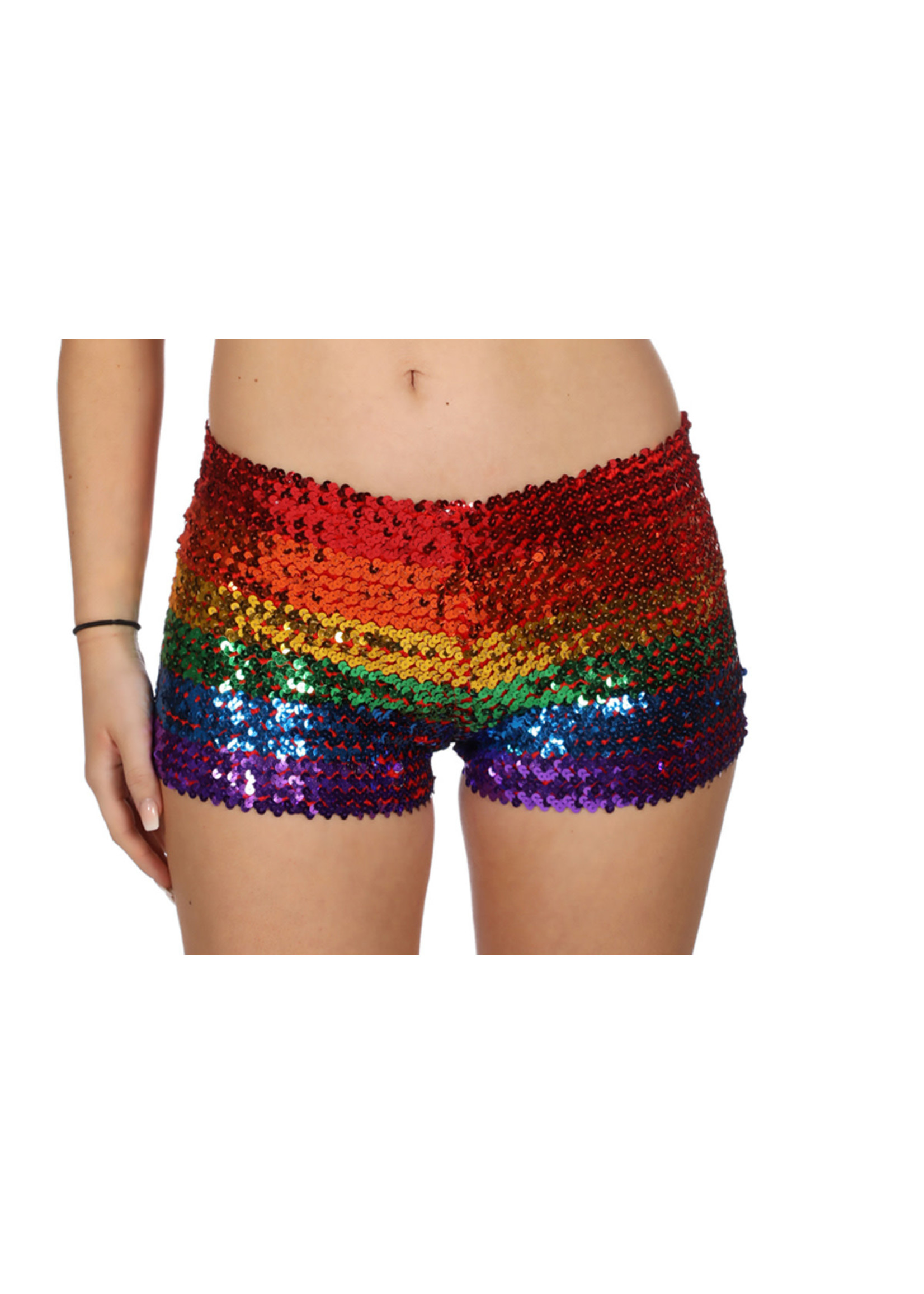 Feestkleding Breda Hotpants pailletten Regenboog