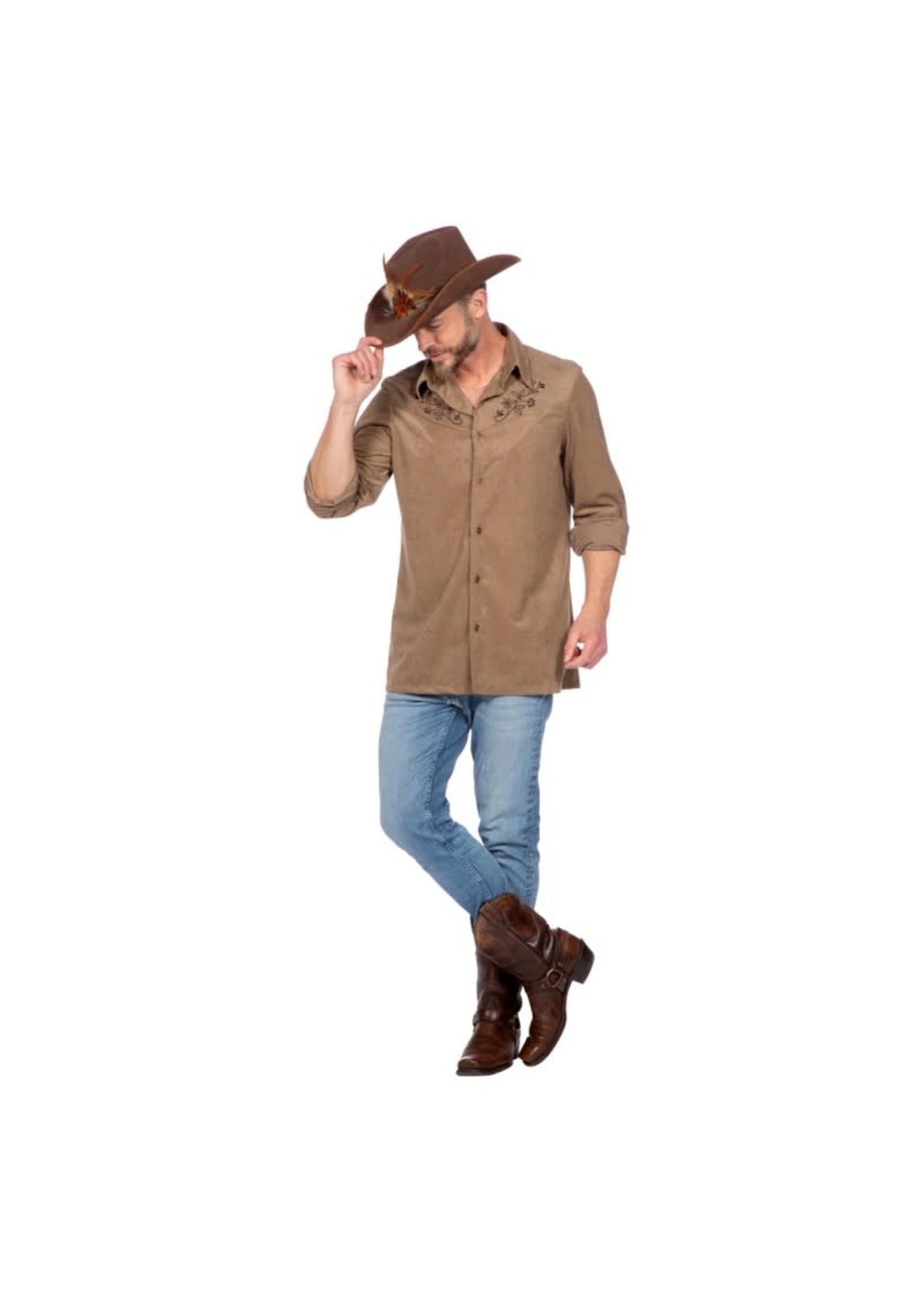 Feestkleding Breda Western hemd taupe