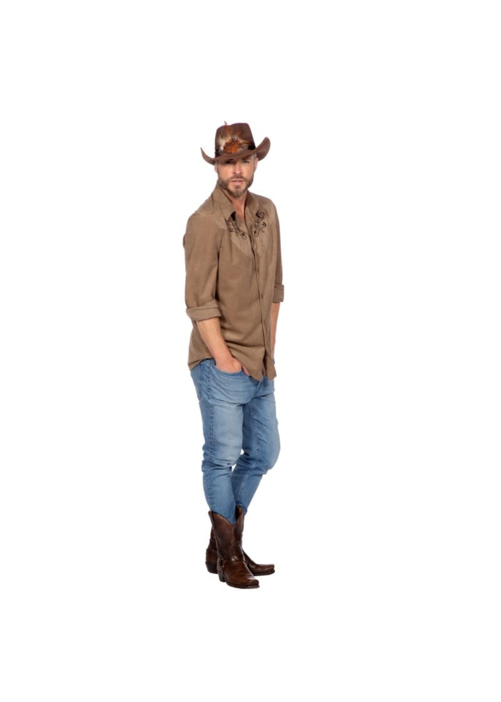 Feestkleding Breda Western hemd taupe