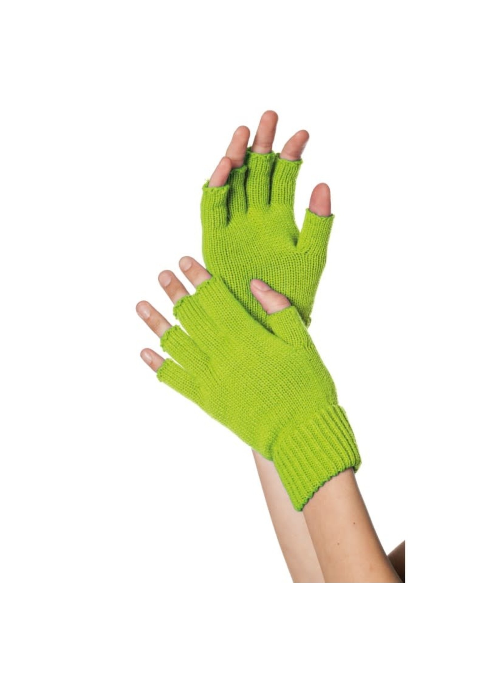 Feestkleding Breda Handschoenen neon groen vingerloos