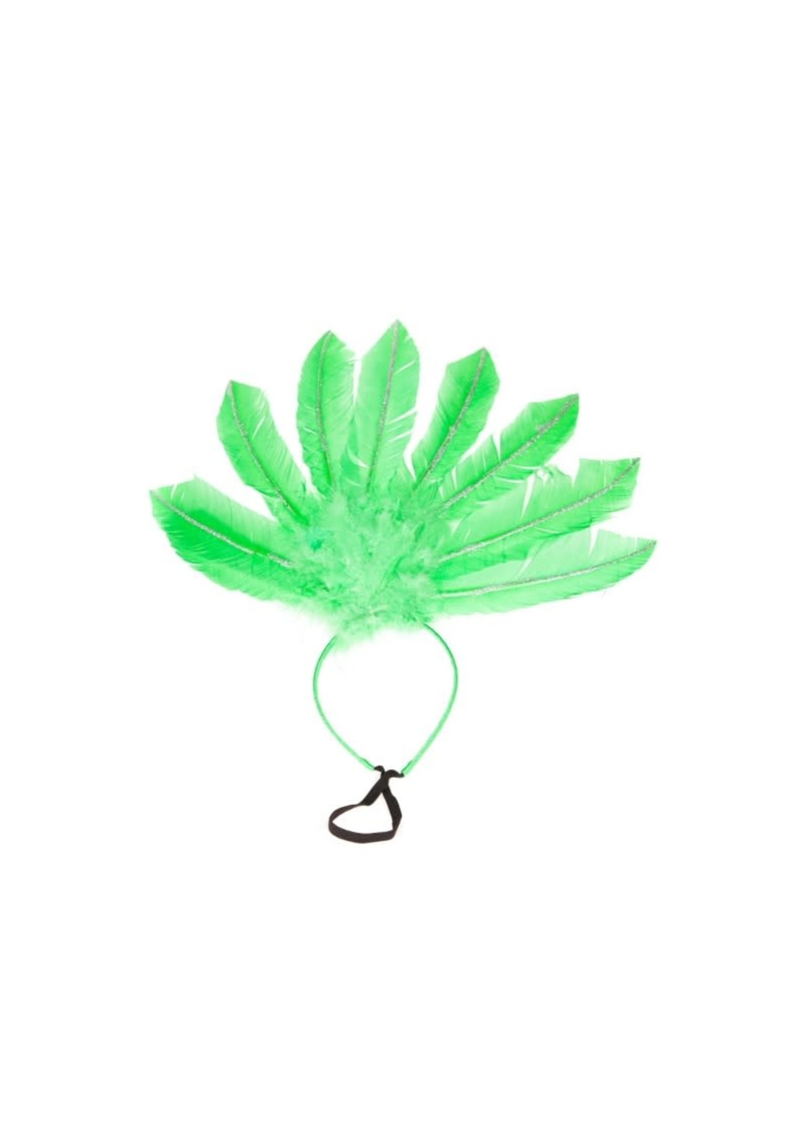 Wilbers & Wilbers Diadeem samba met veren groen
