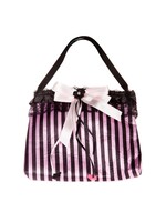 Wilbers & Wilbers Tasje roze zwart gestreept