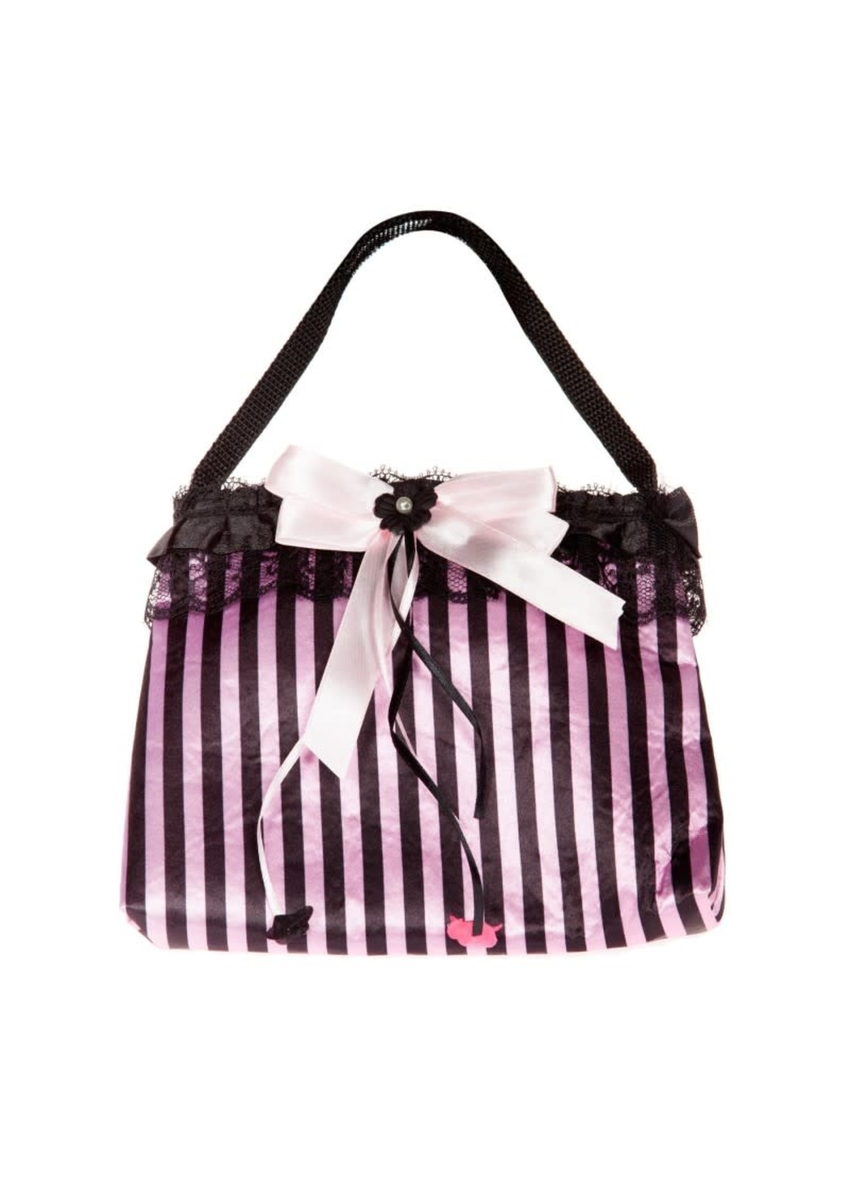 Wilbers & Wilbers Tasje roze zwart gestreept