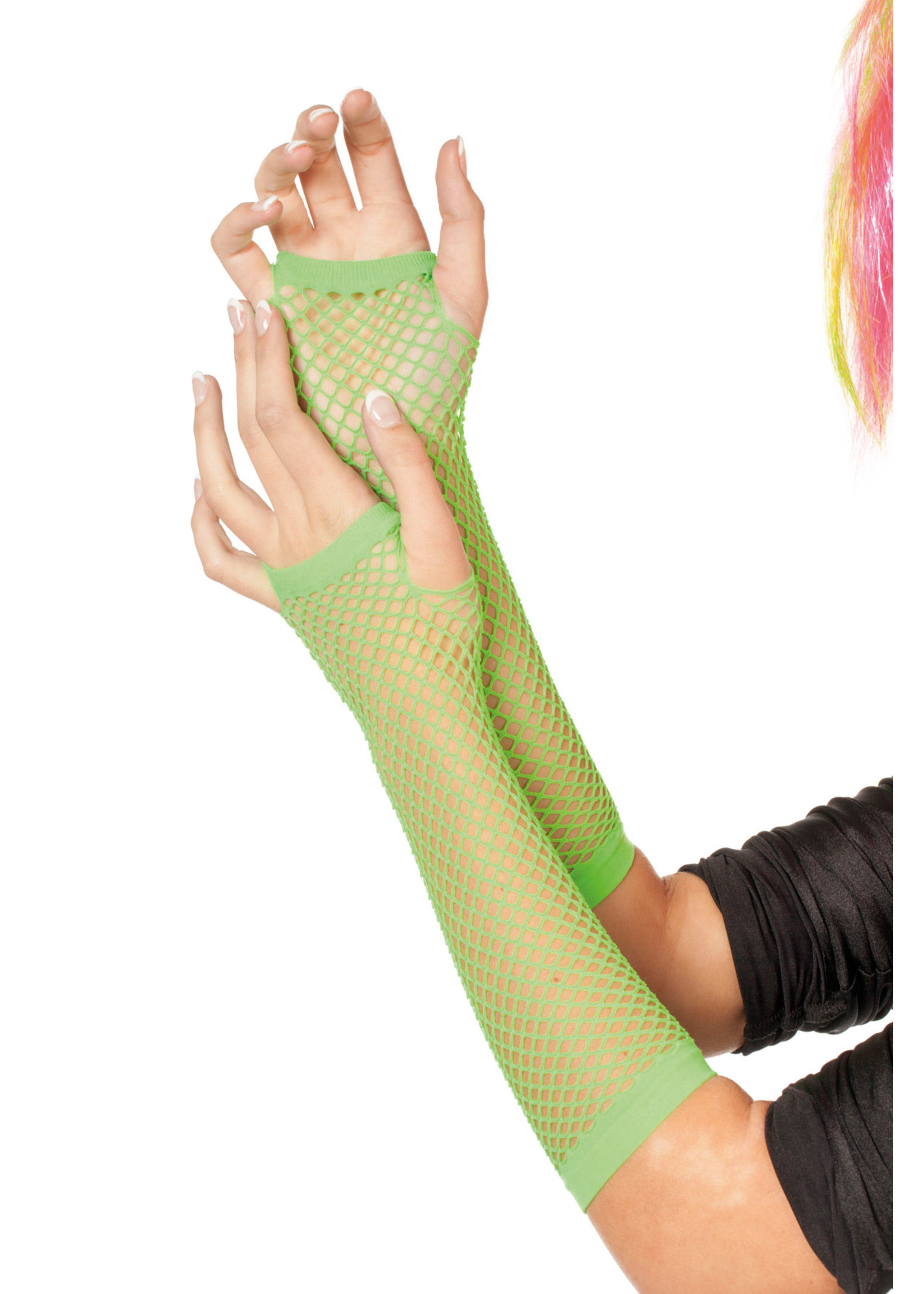 Feestkleding Breda Net handschoenen neon-groen