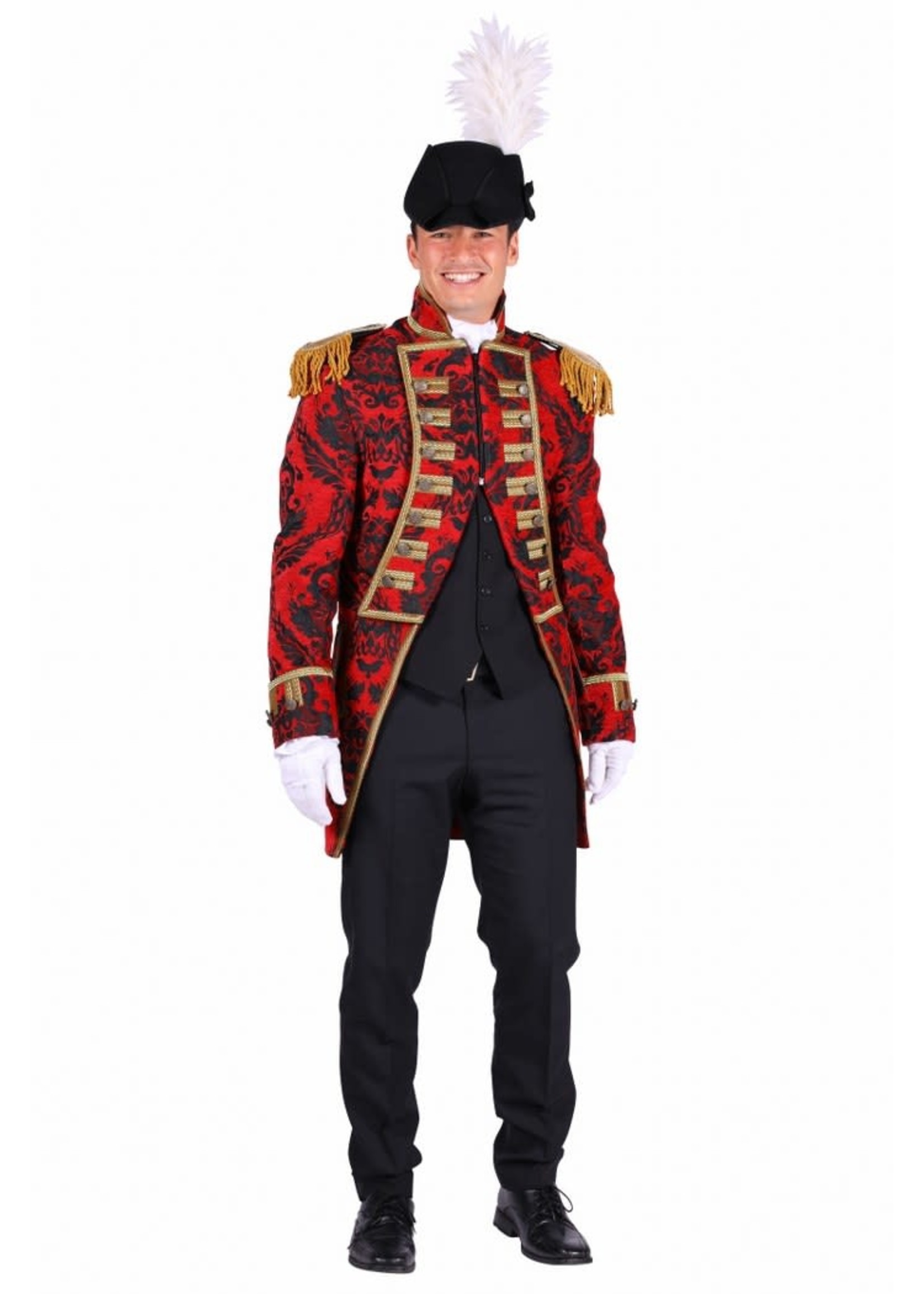 Feestkleding Breda Jas heer ''Nelson brocaat'', Rood-Zwart