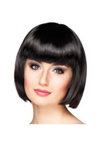 Feestkleding Breda Pruik zwart boblijn