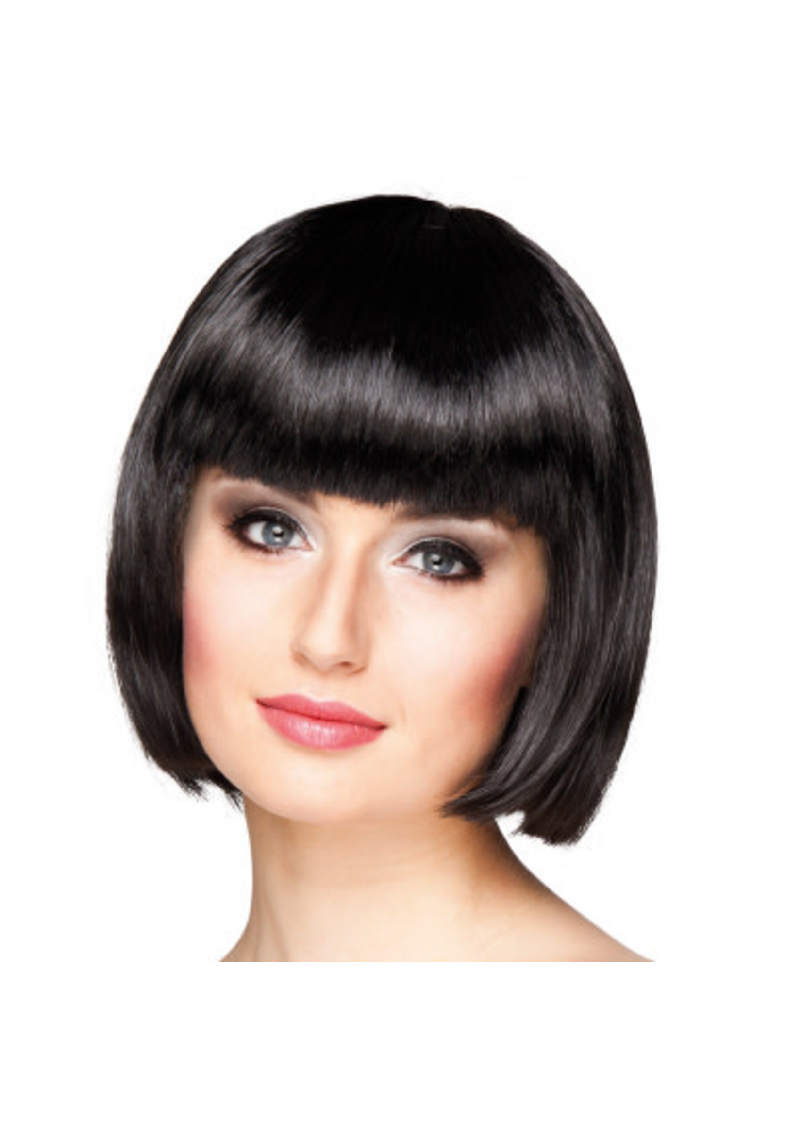 Feestkleding Breda Pruik zwart boblijn
