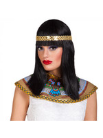 Feestkleding Breda Cleopatra pruik met hoofdband zwart