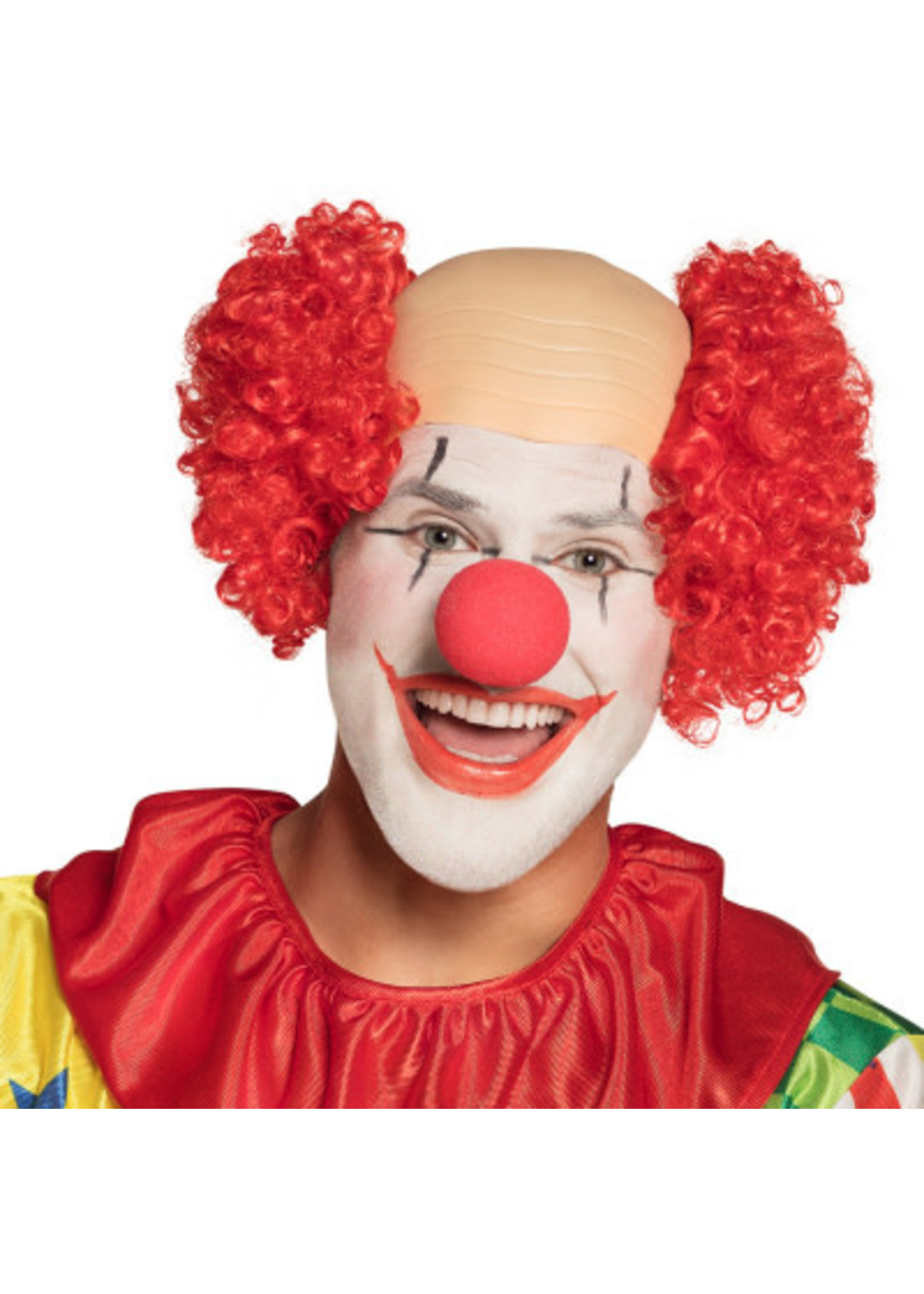 Feestkleding Breda Pruik clown Baldy rood