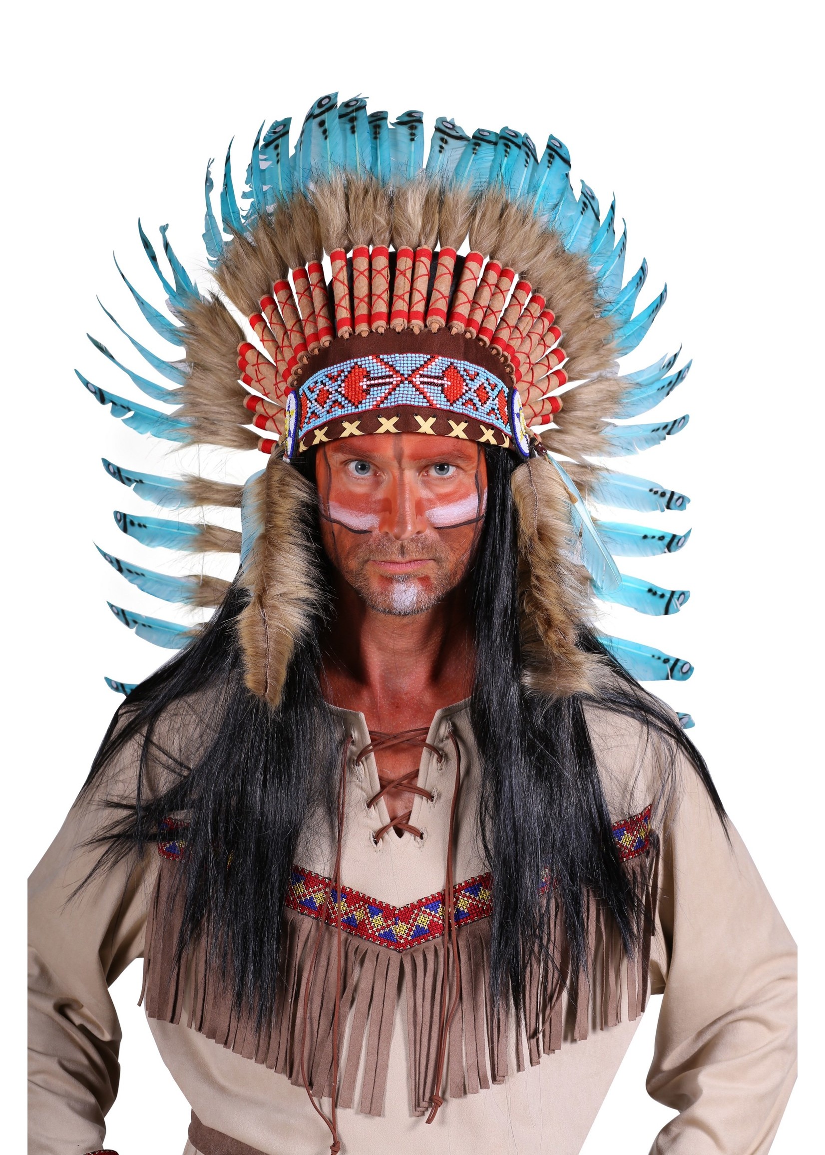 Thetru Kostuum Indiaan White Feather beige