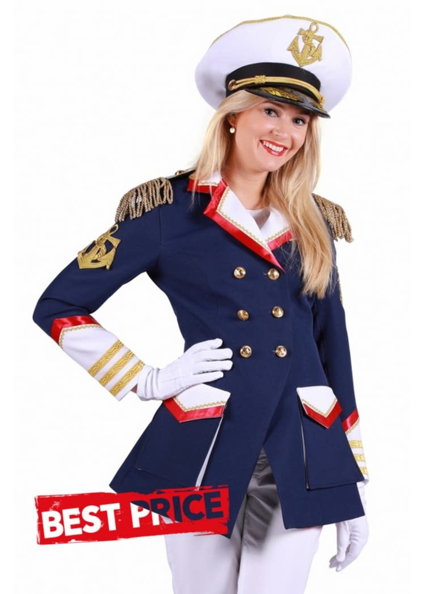 Feestkleding Breda Jas dame ''Ahoy'', Marineblauw-Mix van kleuren