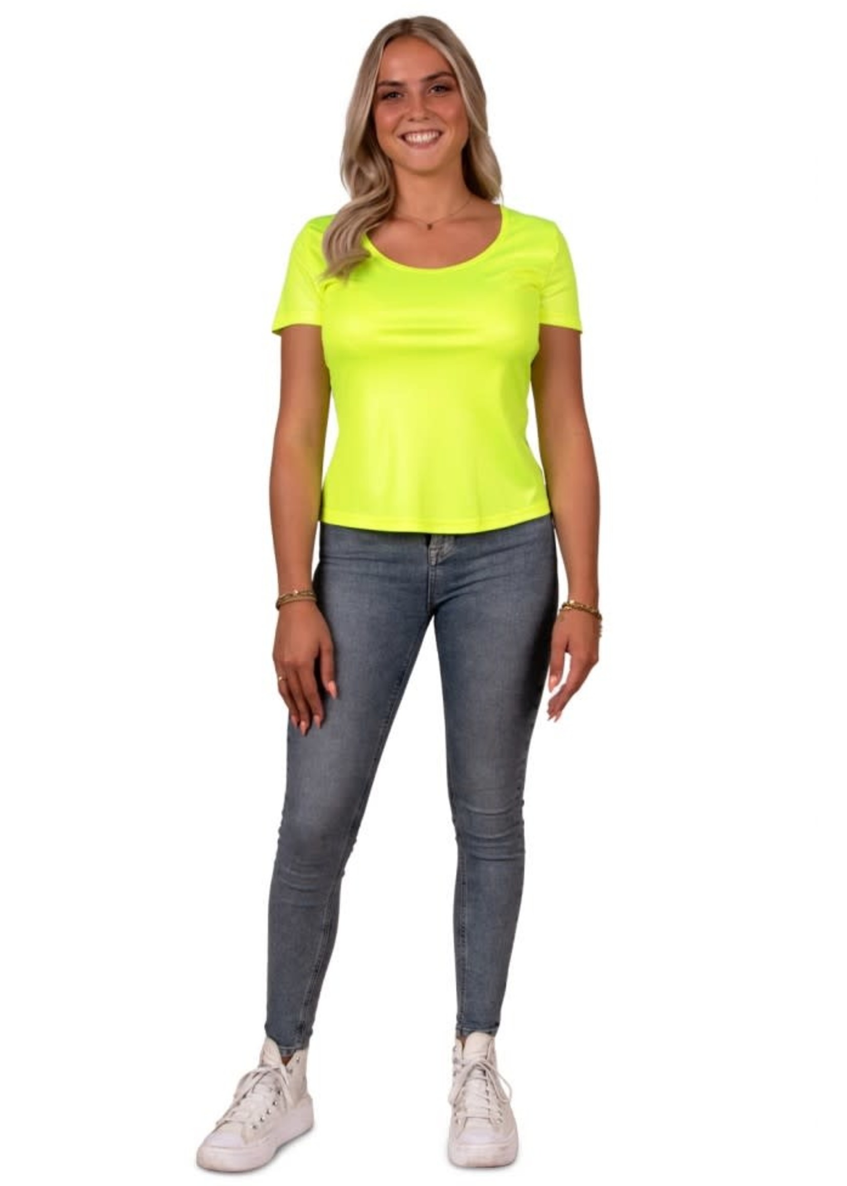 Contractie Miles Overgang T-Shirt dames Neon Geel| Feestkleding Breda - FeestkledingBreda.nl