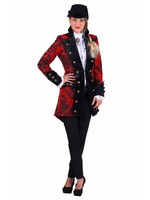 Thetru Jas Brokaat Royale dames, rood-zwart