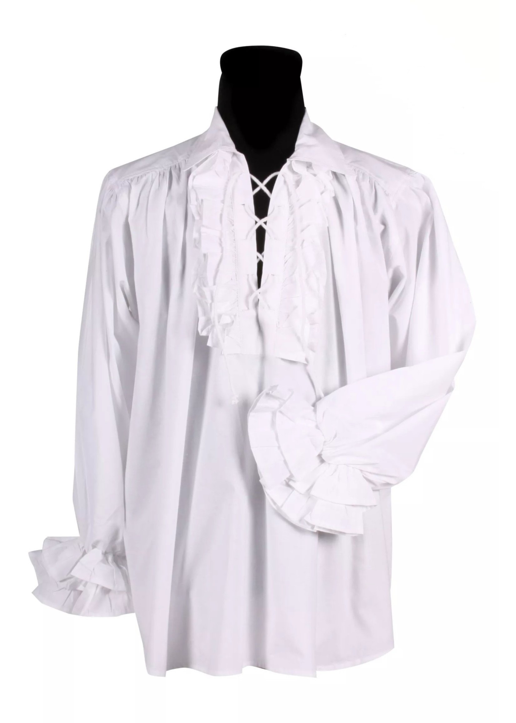 Thetru Piratenshirt heren wit met ruches